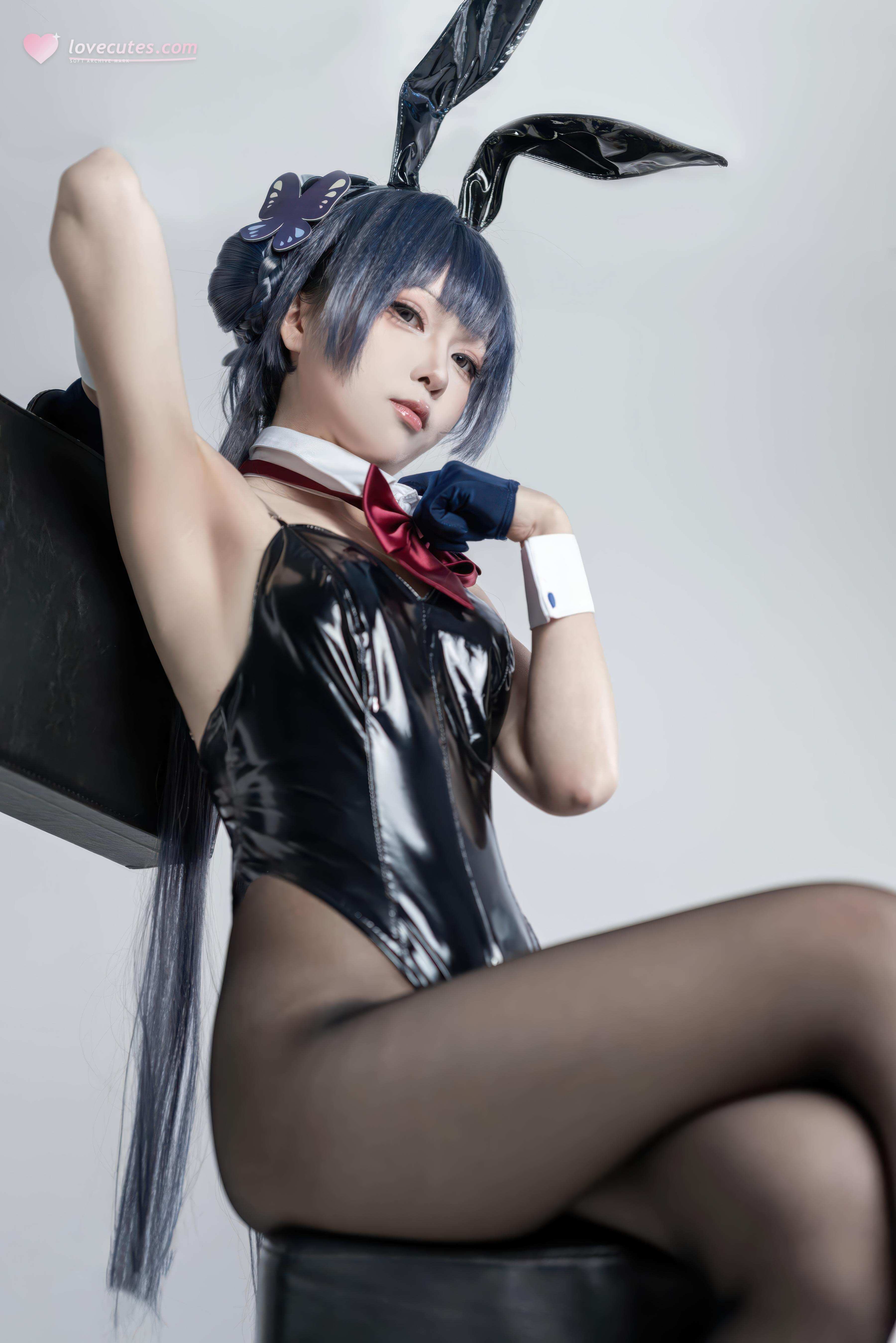 [costume play] 矢量魚 - 妃咲兔女郎：黒スト高ヒールのウサギ娘、魅惑のヒップと美胸 28P