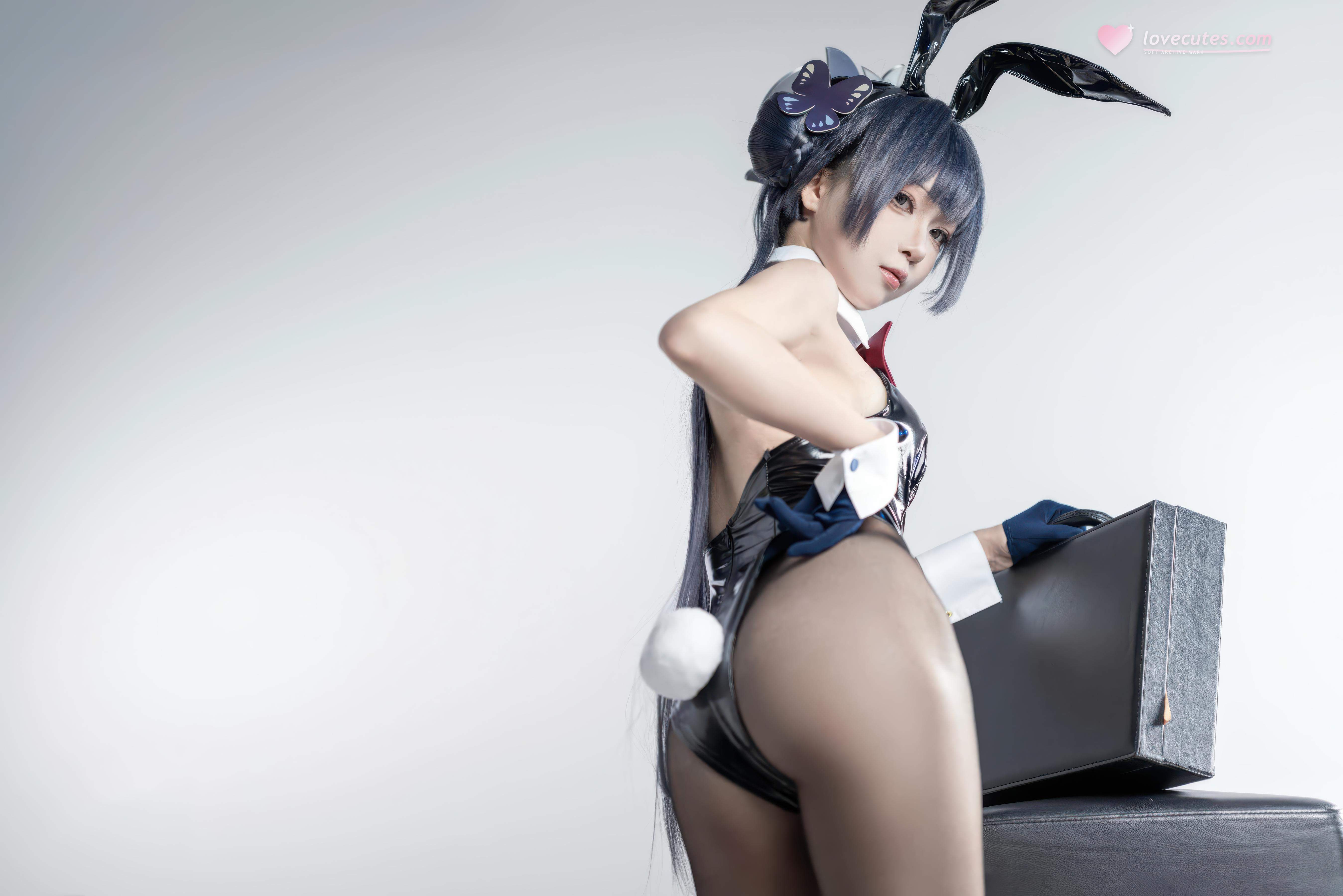 [cosplay] 矢量魚 - 妃咲兔女郎：黑絲高跟兔女郎 翹臀美胸 28P