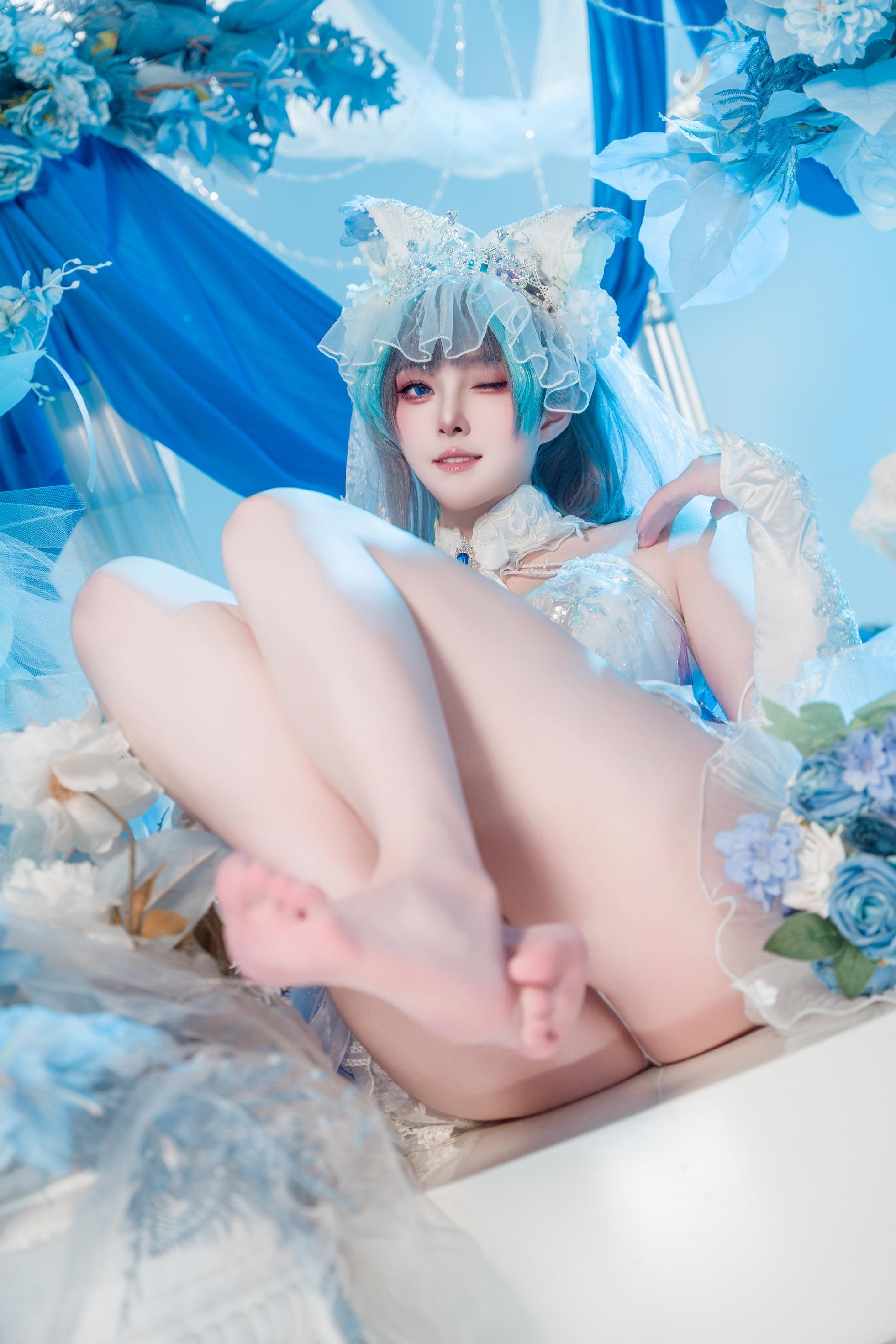 [cosplay] Natsuko夏夏子 - 碧藍航線 柴郡婚紗：白色婚紗蕾絲內衣 巨乳美腿 70P