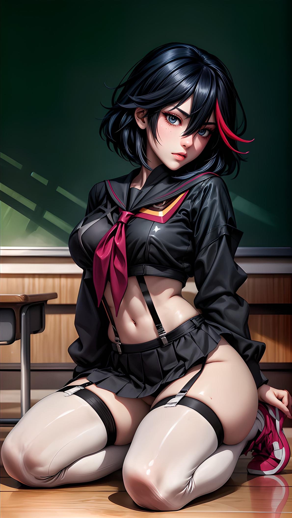 AI生成的動漫少女 - 斬服少女 缠流子：制服白絲巨乳露點 露穴束縛裸拍 41P