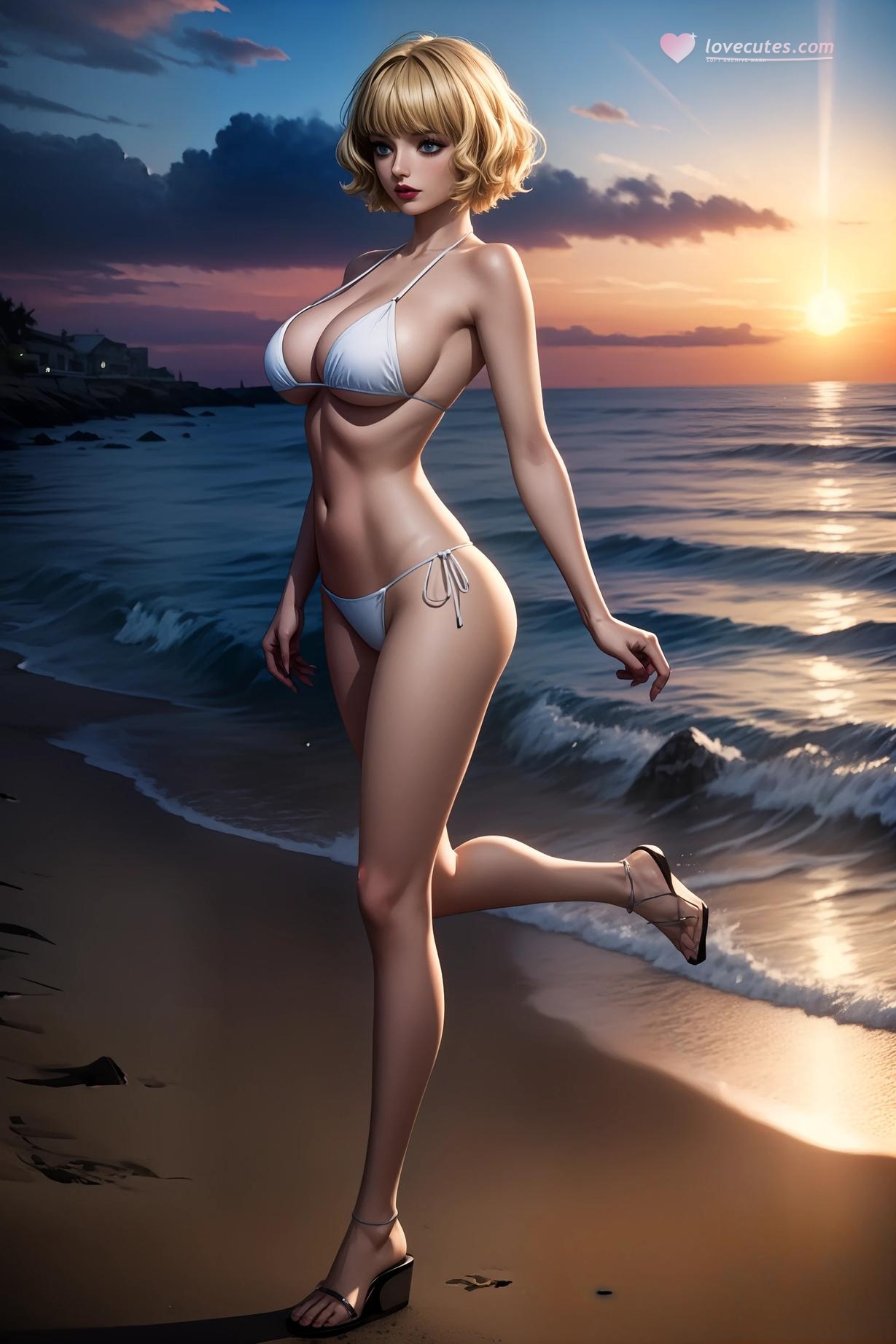 AI生成的動漫女孩 - 海賊王 斯圖西：紅裙白裙比基尼翹臀 跑車美腿 57P
