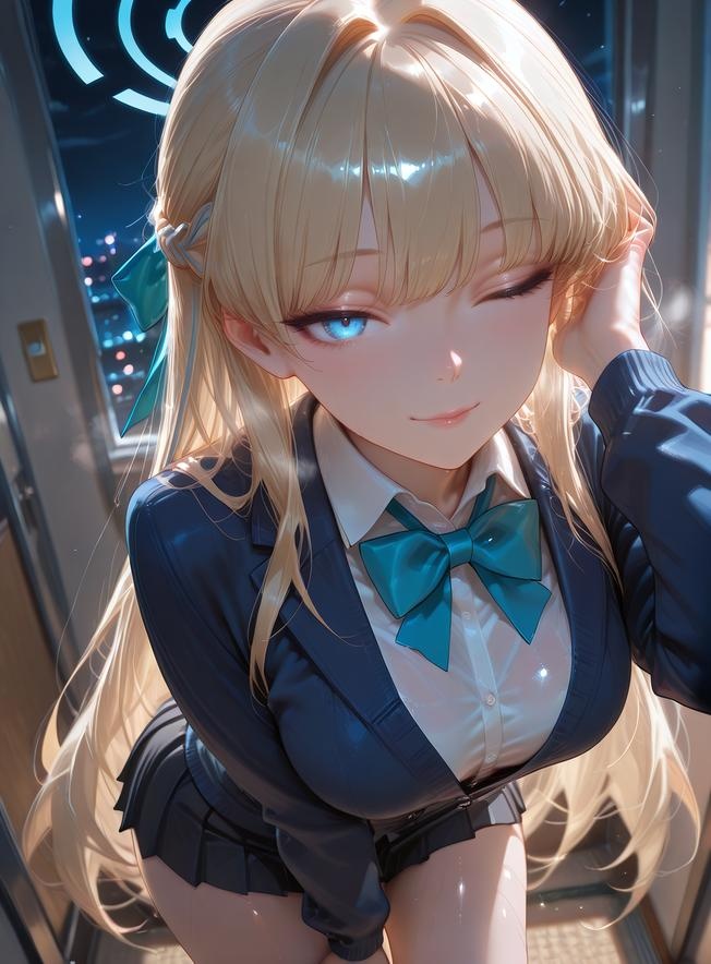 Cô Gái Anime Tạo Bởi AI - 碧蓝档案 飞鸟马时: Trang Phục Học Sinh, Đùi Dài, Mông Nảy Nở, Ngực Khủng 168P