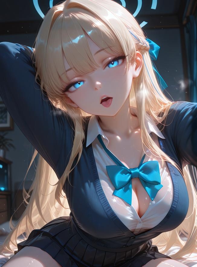 Cô Gái Anime Tạo Bởi AI - 碧蓝档案 飞鸟马时: Trang Phục Học Sinh, Đùi Dài, Mông Nảy Nở, Ngực Khủng 168P
