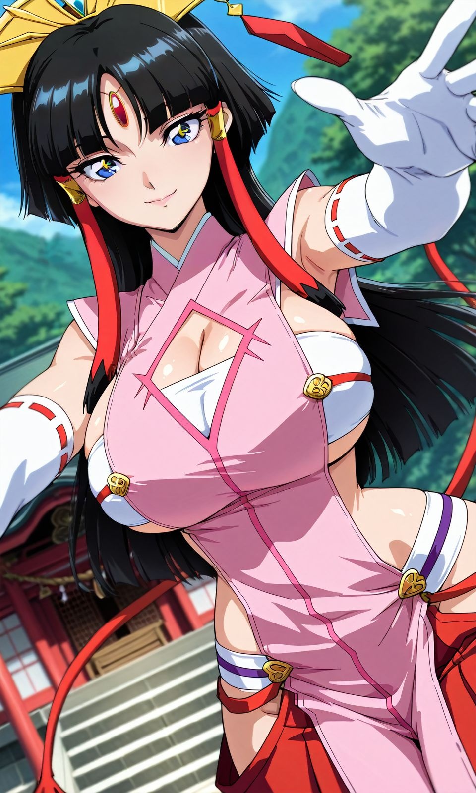 AI Generated Anime Girl - Salamandinary: Black-Haired Busty Exposed, White Tiger Bed Shots 85P