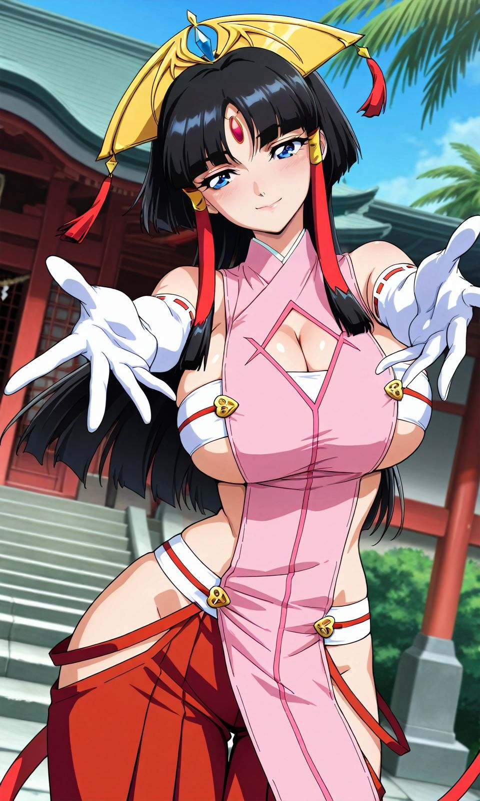 AI Generated Anime Girl - Salamandinary: Black-Haired Busty Exposed, White Tiger Bed Shots 85P