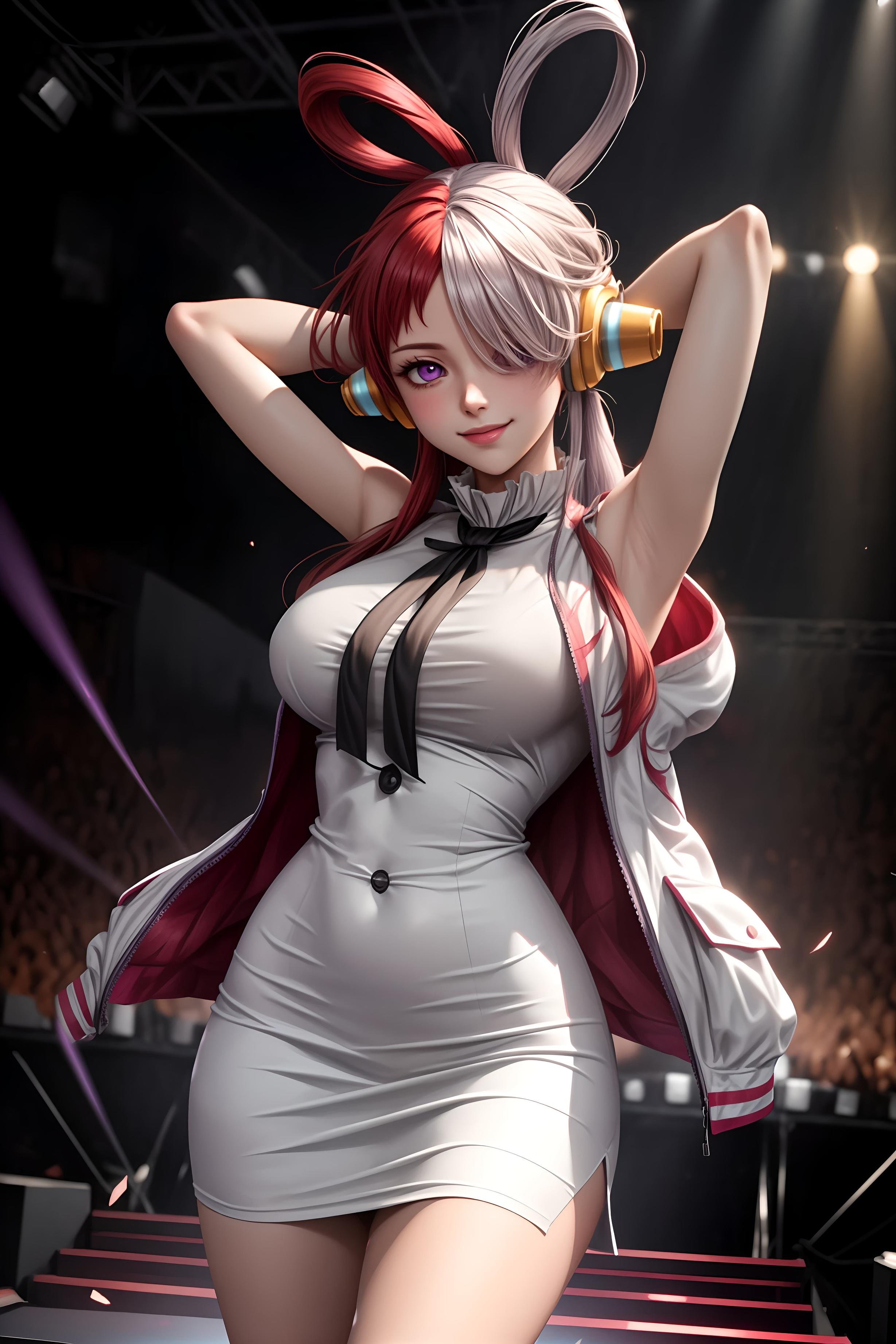 Cô Gái Anime Tạo Ra Bởi AI - 海贼王 乌塔: Tai Nghe Đỏ Trắng, Ngực Khủng, Bikini Bó Buộc 48P