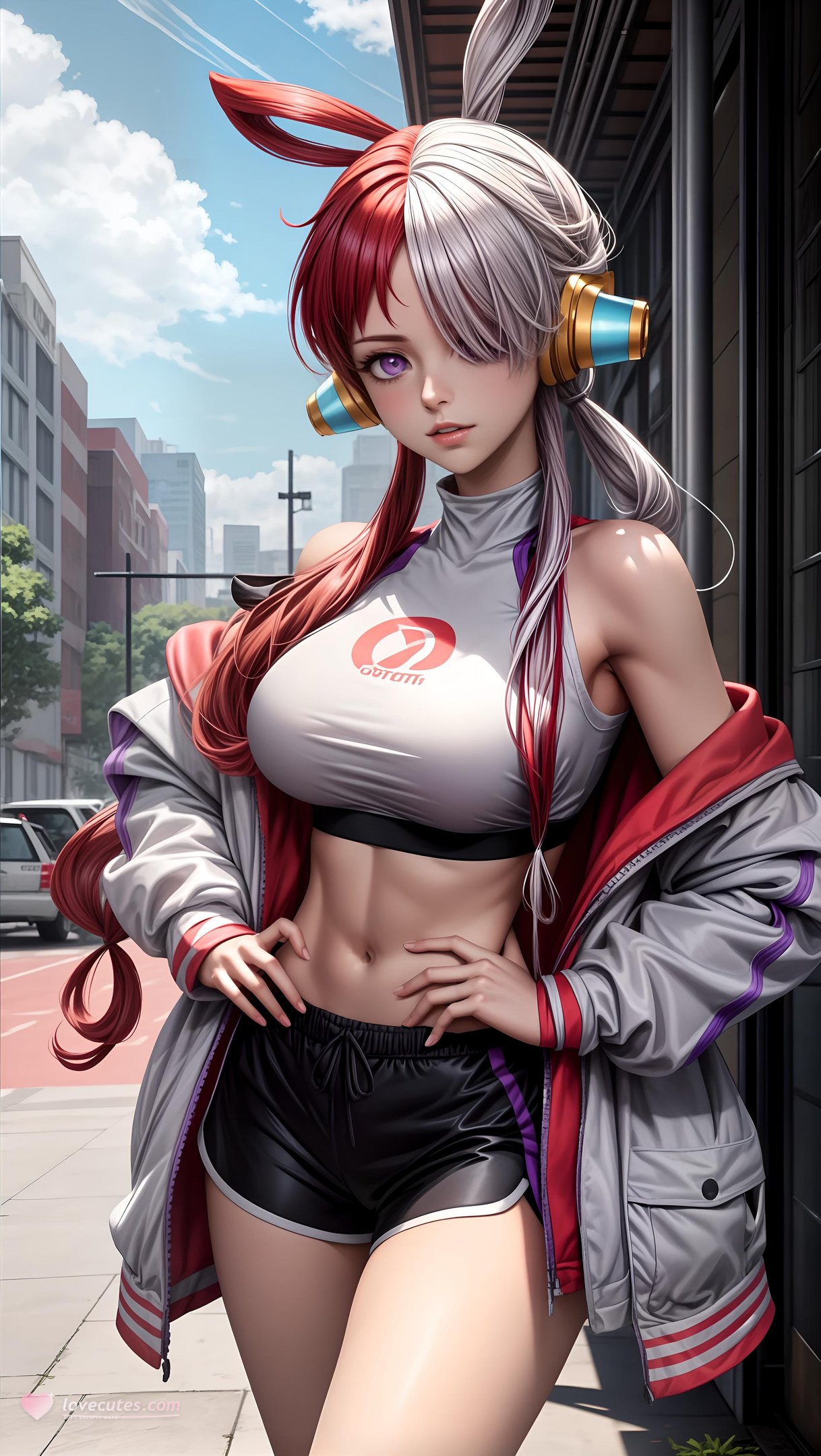 Cô Gái Anime Tạo Ra Bởi AI - 海贼王 乌塔: Tai Nghe Đỏ Trắng, Ngực Khủng, Bikini Bó Buộc 48P