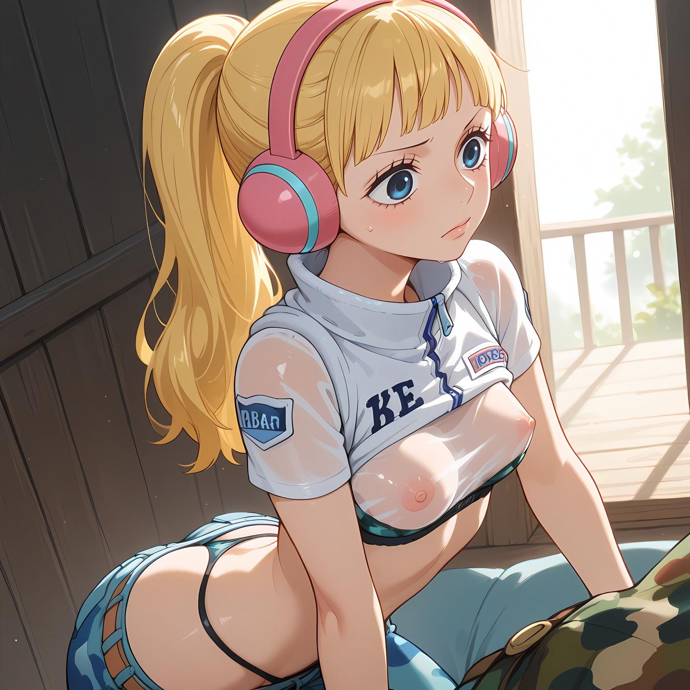 Cô Gái Anime Tạo Bởi AI - Hải Tặc Vương Yunbai: Tóc Vàng, Tai Nghe, Bikini Ngực Khủng, Quần Ngụy Trang 42P