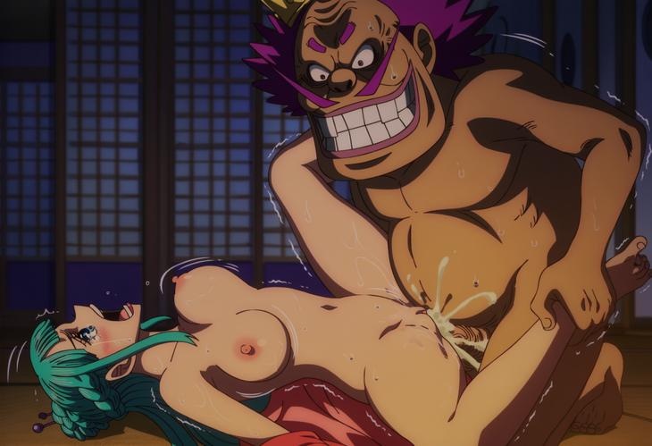 AI Generated Anime Girl - One Piece Hiyori Kozuki: Blue-Haired Busty Exposed Beauty with Curvy Legs 330P