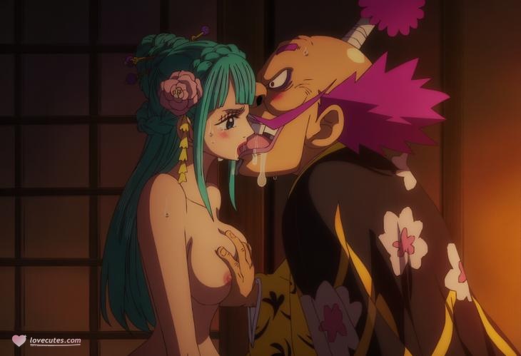 AI Generated Anime Girl - One Piece Hiyori Kozuki: Blue-Haired Busty Exposed Beauty with Curvy Legs 330P