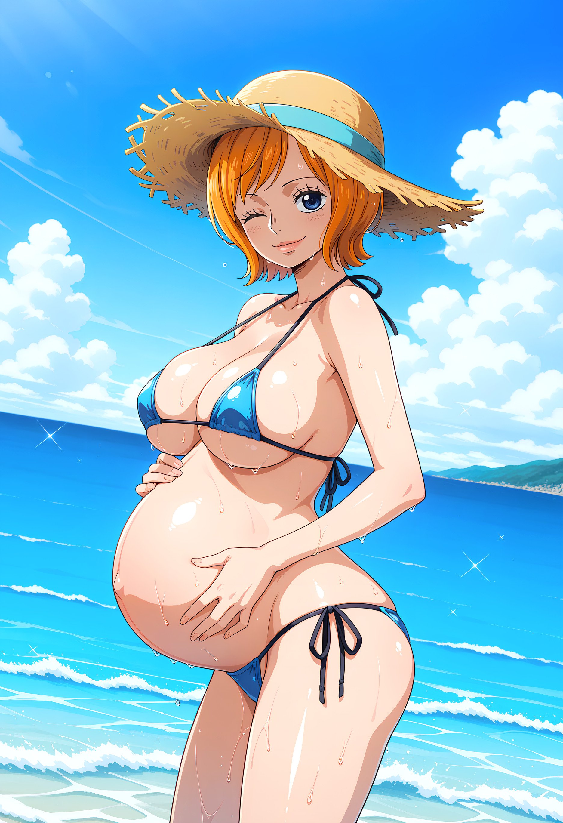 Cô Gái Anime Tạo Ra Bằng AI - Hải Tặc Vương Kẻ Lừa Đảo: Tóc Cam Kính Bảo Hộ Ngực Khủng Váy Ngắn Tất Đen 246P