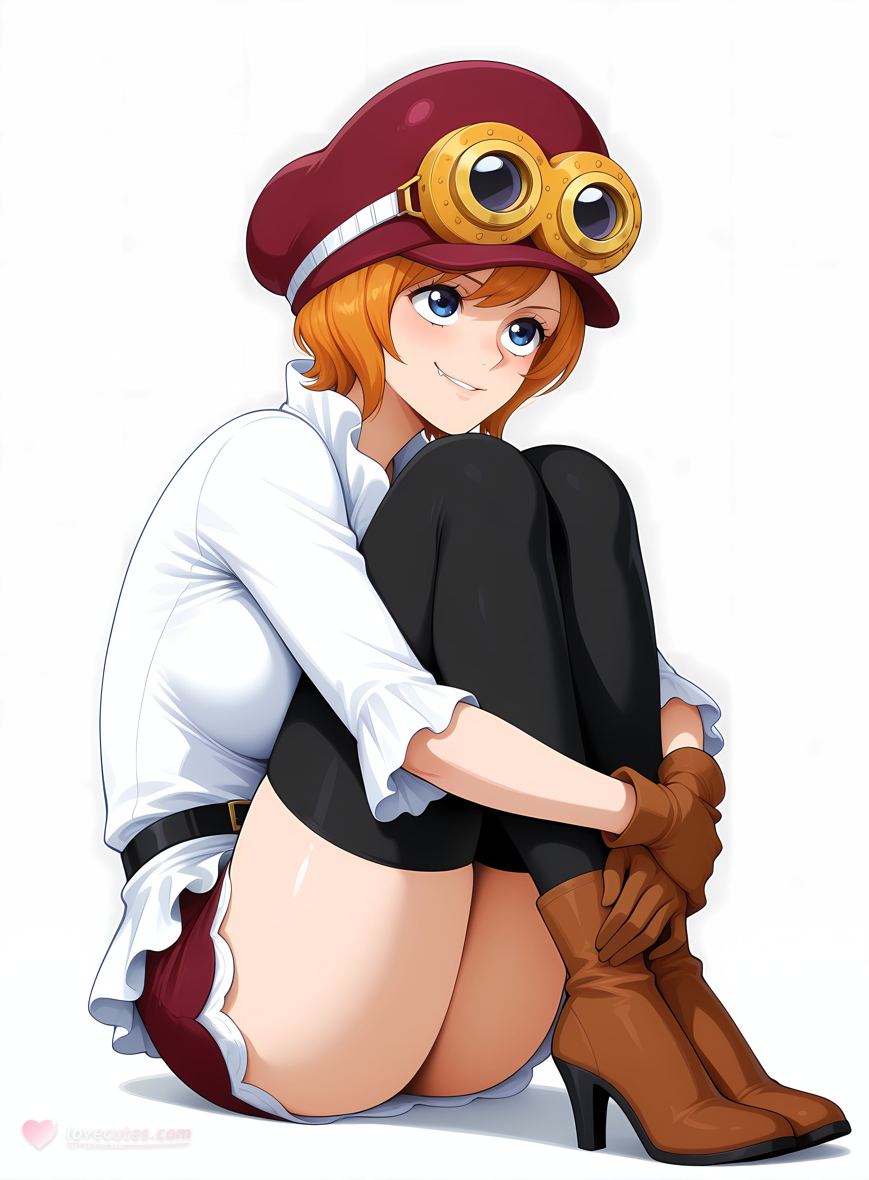 Cô Gái Anime Tạo Ra Bằng AI - Hải Tặc Vương Kẻ Lừa Đảo: Tóc Cam Kính Bảo Hộ Ngực Khủng Váy Ngắn Tất Đen 246P