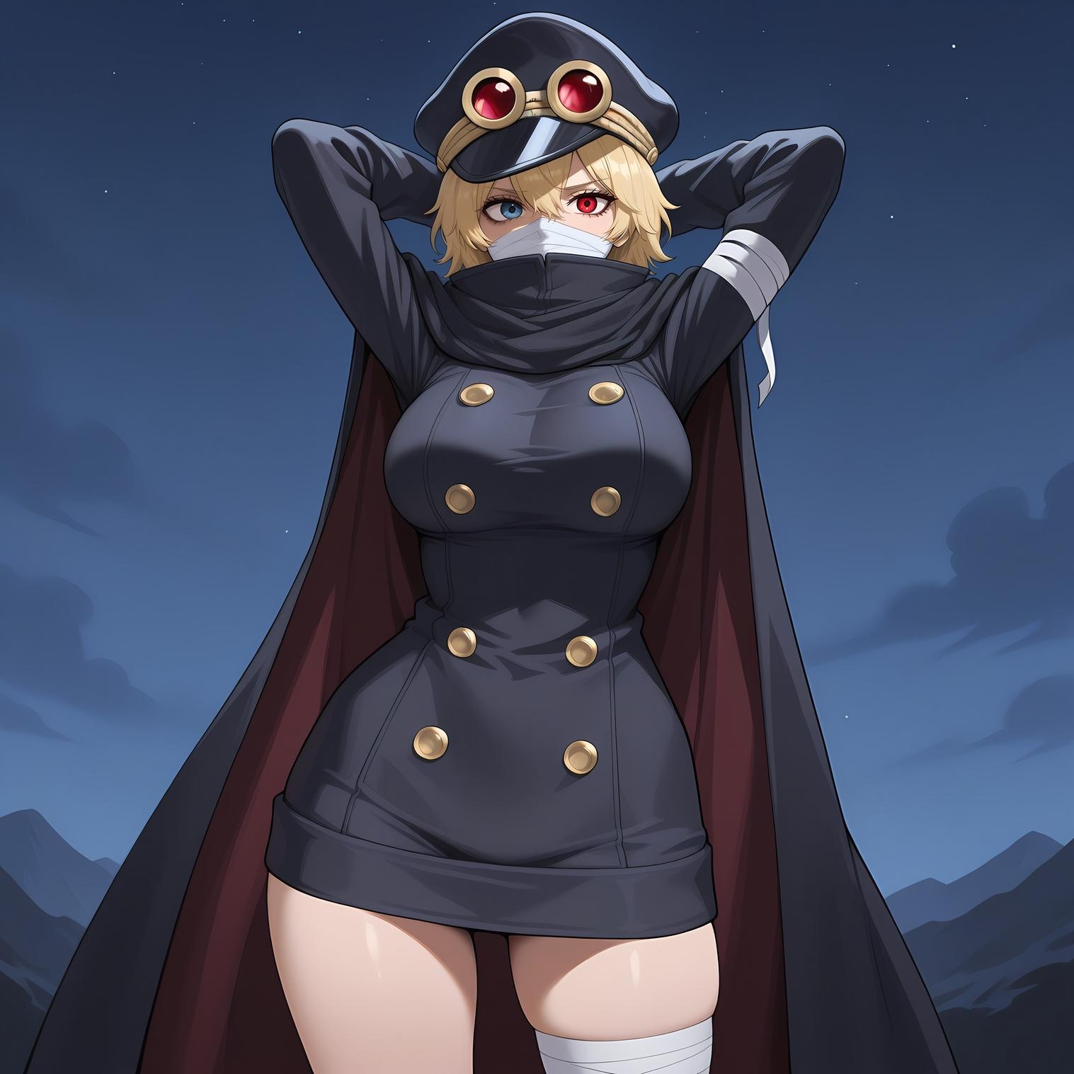 AI Generated Anime Girl - 海贼王 军子：黑色军装巨乳白虎露穴 翘臀美腿 73P