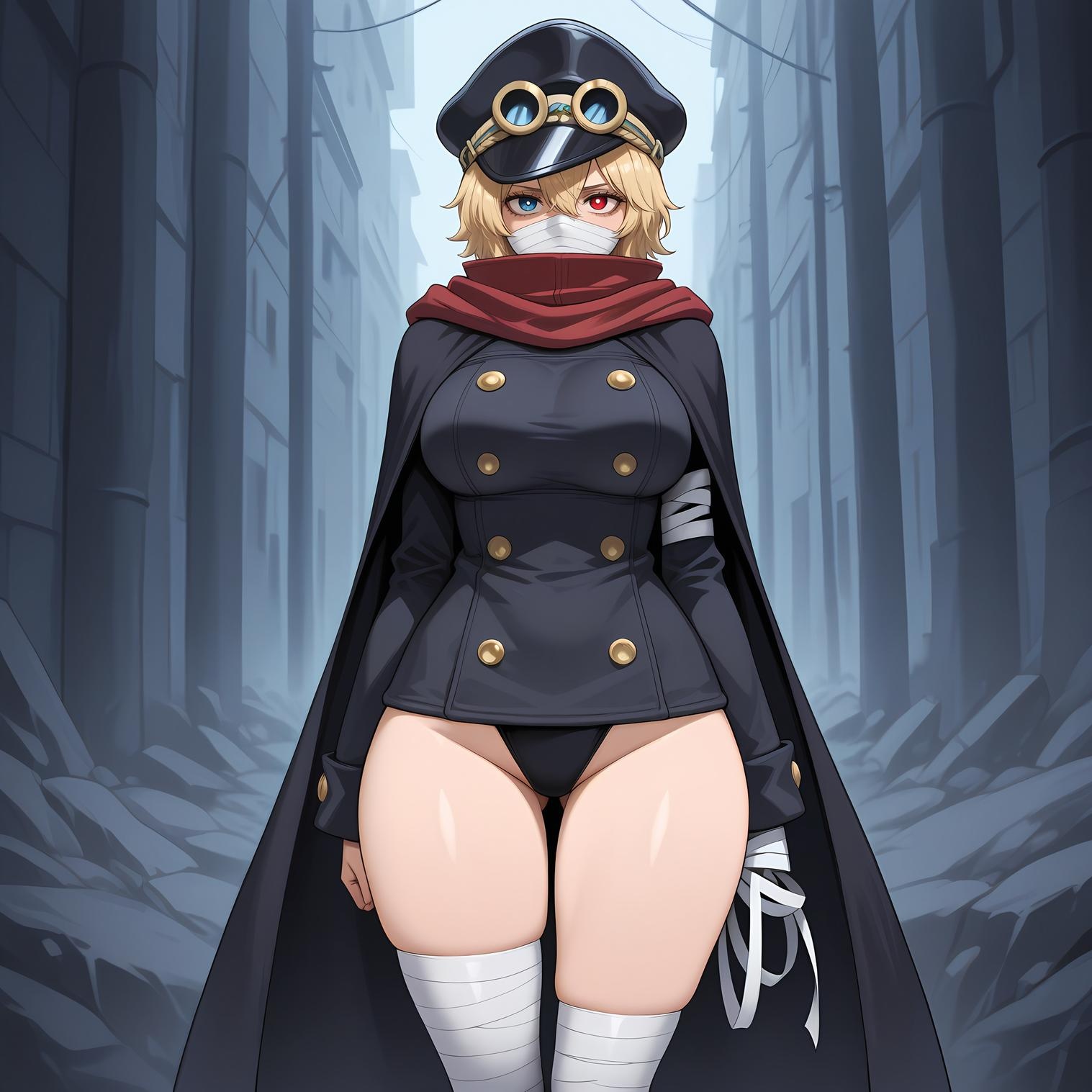 AI Generated Anime Girl - 海贼王 军子：黑色军装巨乳白虎露穴 翘臀美腿 73P