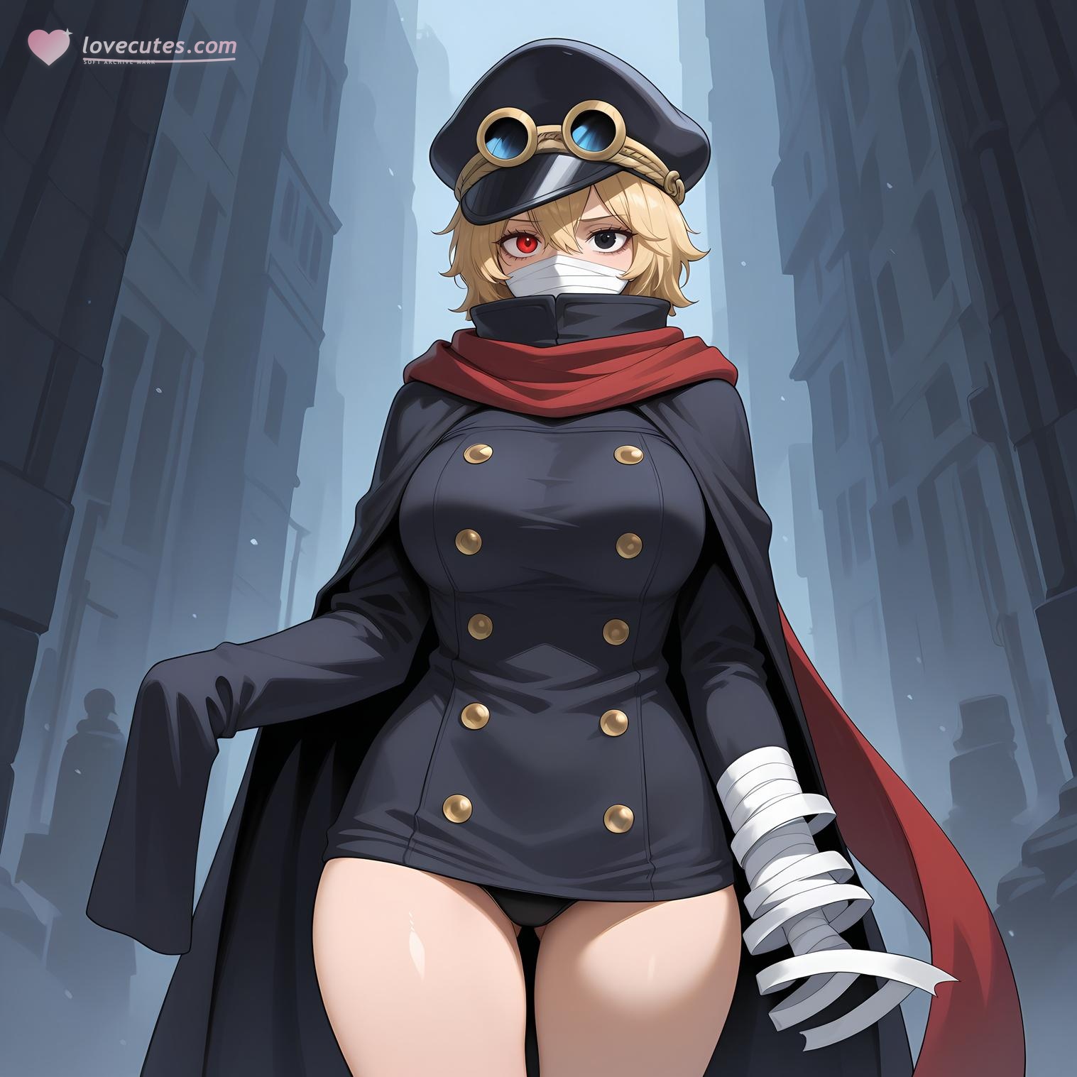 AI Generated Anime Girl - 海贼王 军子：黑色军装巨乳白虎露穴 翘臀美腿 73P