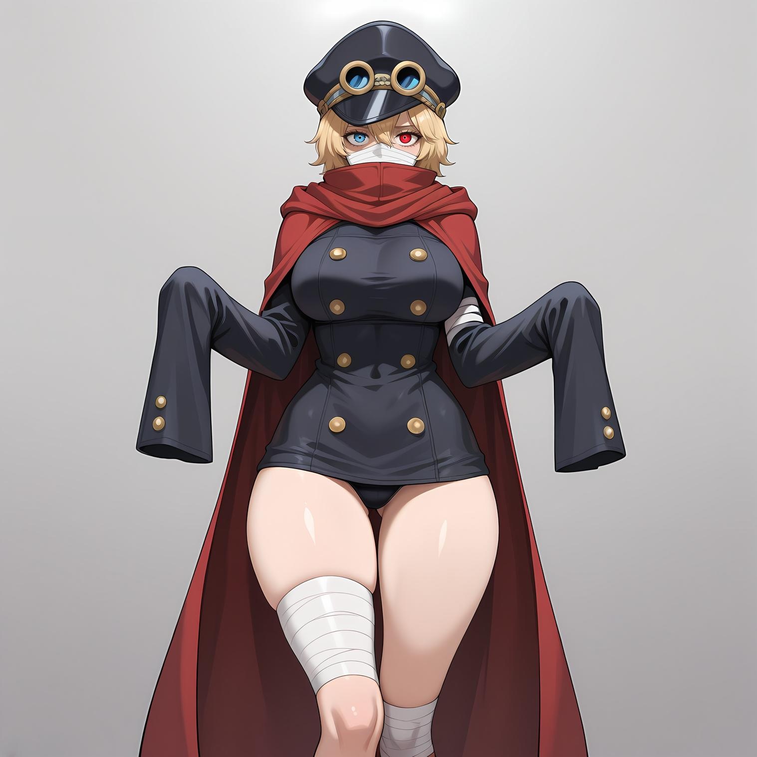 Cô Gái Anime Tạo Bởi AI - Hải Tặc Vương Quân Tử: Bộ Quân Phục Đen, Ngực Khủng, Hổ Trắng, Mông Cong, Chân Đẹp 73P