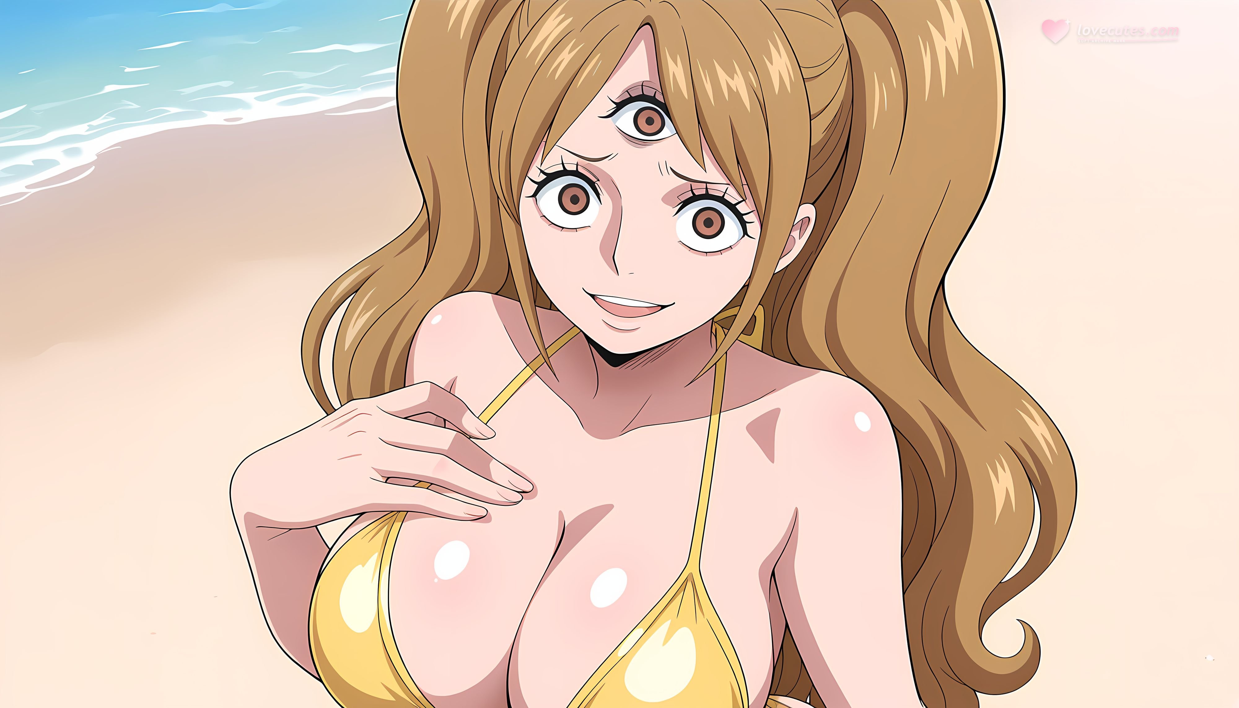 AI Generated Anime Girl - 海贼王 夏洛特·布琳：双马尾爆乳白虎湿身 泳装露点 391P