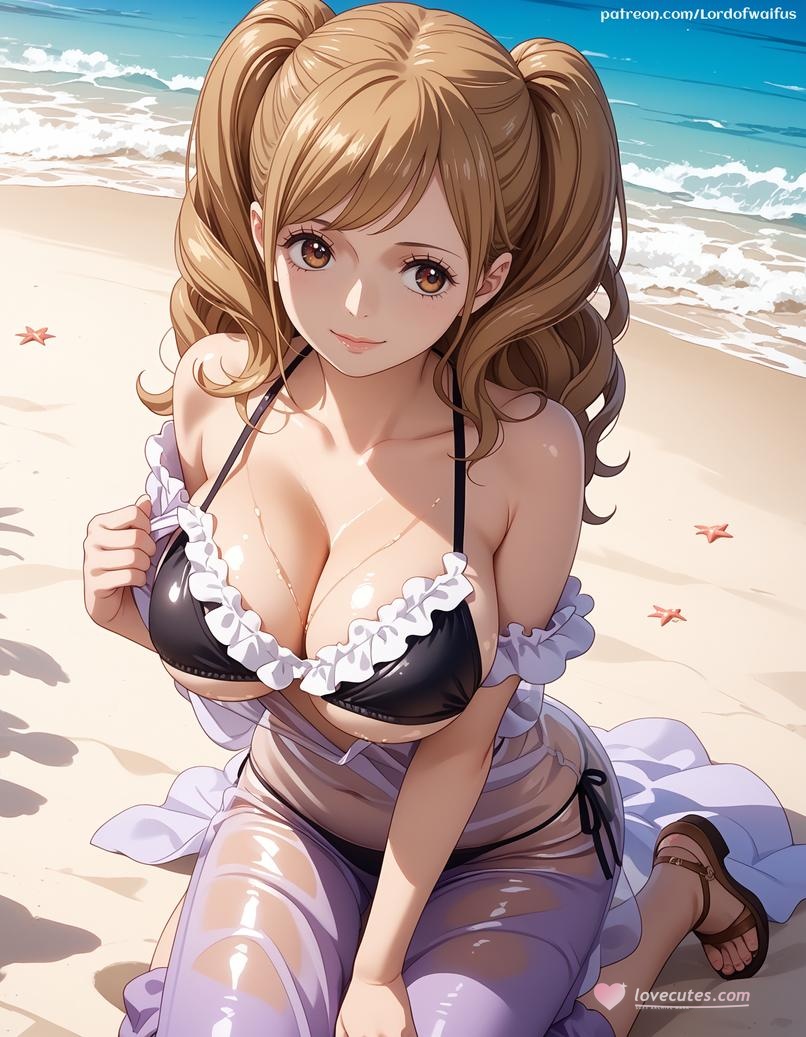 AI生成動漫女孩 - 海賊王 夏洛特·布琳：雙馬尾爆乳白虎濕身 泳裝露點 391P