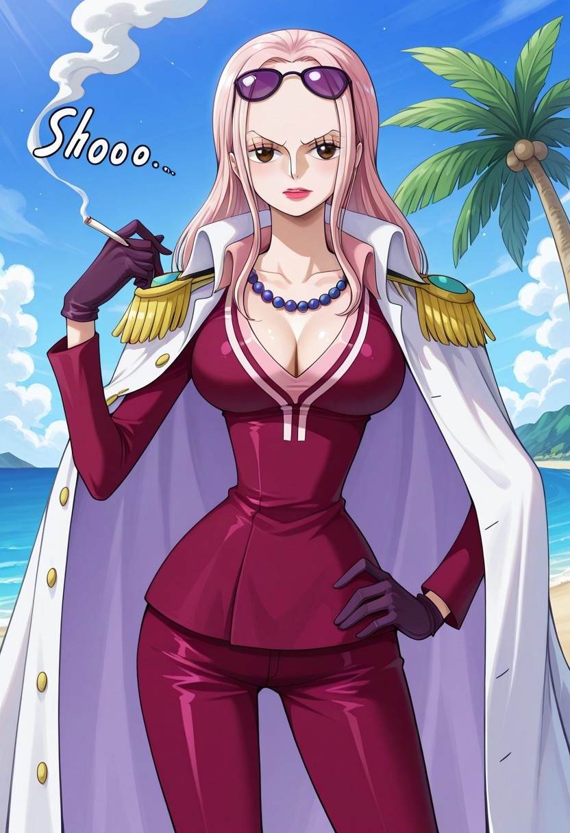 AI生成的動漫女孩 - 海賊王 日奈：酒紅西裝巨乳露穴 濕身美腿 225P