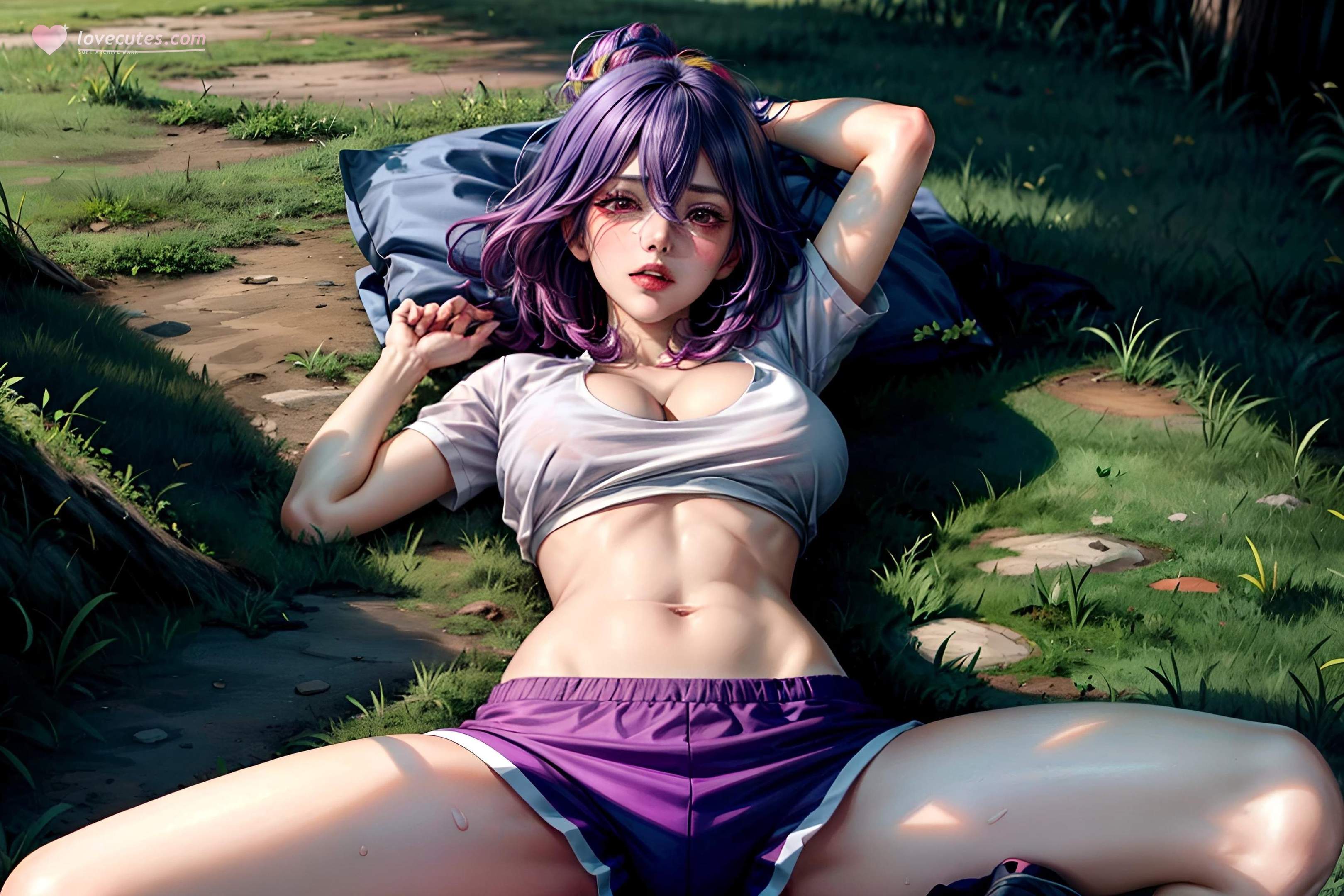 AI Generated Anime Girl - Vermeil：夜巷捆绑巨乳翘臀 黑发美腿 63P