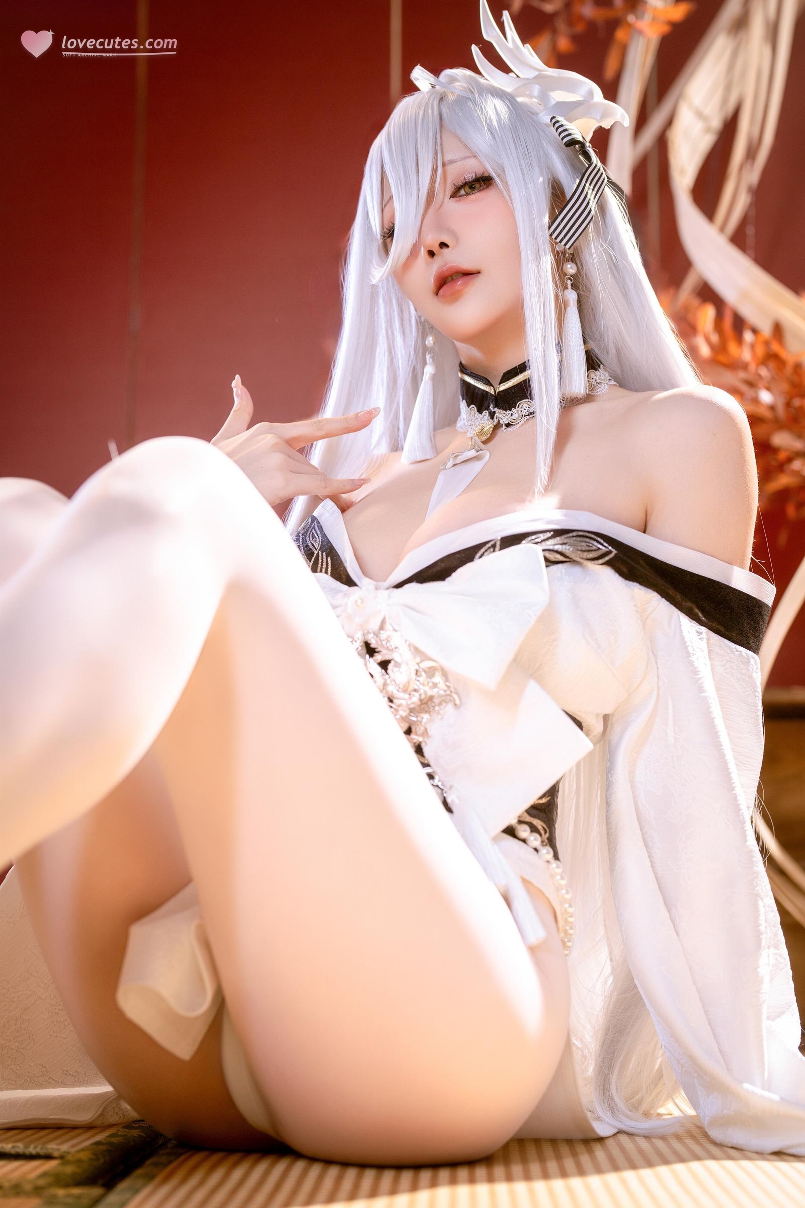 [costume] Hoshilily - Bạch Phượng: Tóc Trắng, Gió Xanh, Ngực Khủng, Chân Dài Gợi Cảm 59P