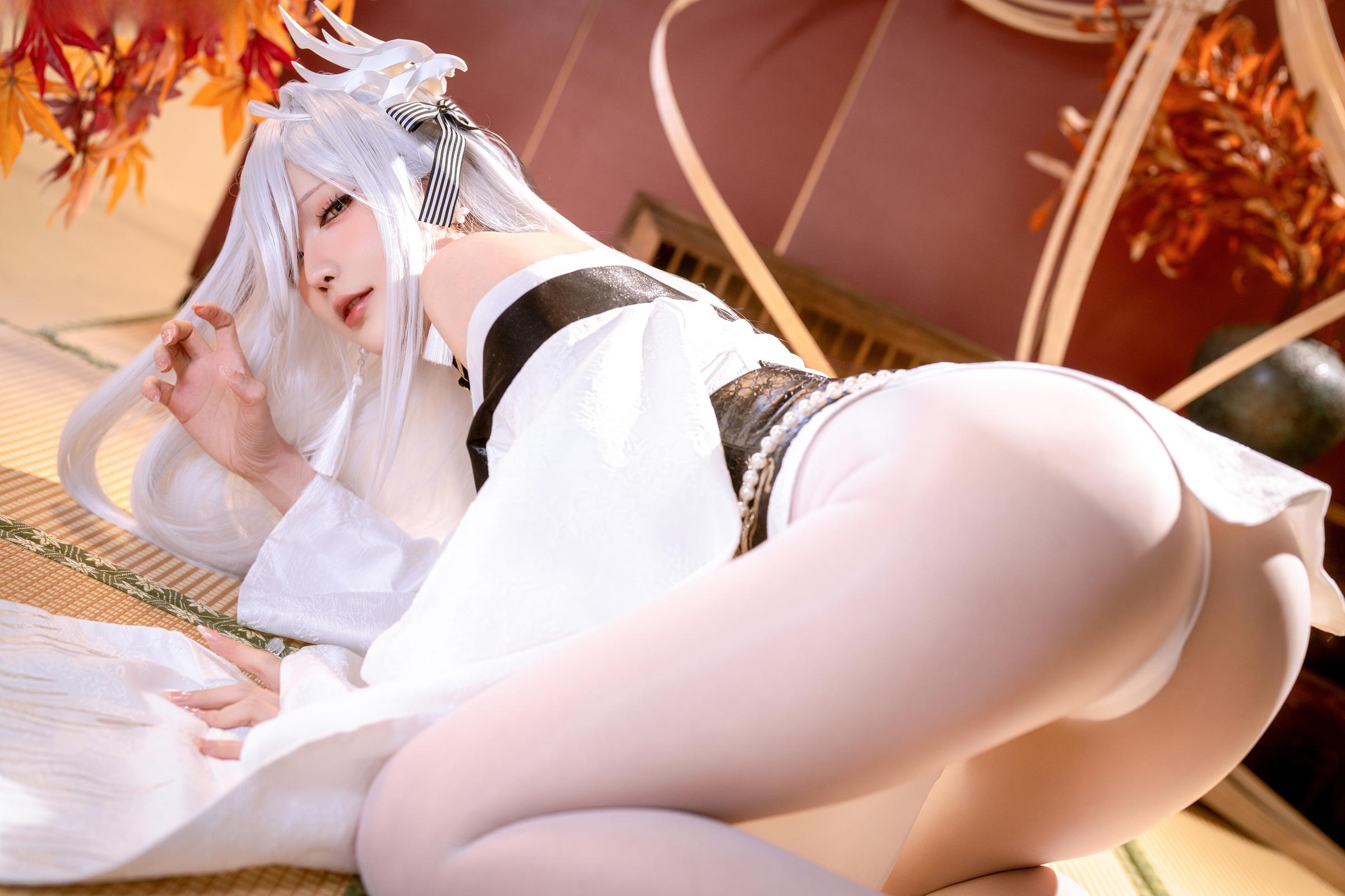 [costume] Hoshilily - Bạch Phượng: Tóc Trắng, Gió Xanh, Ngực Khủng, Chân Dài Gợi Cảm 59P