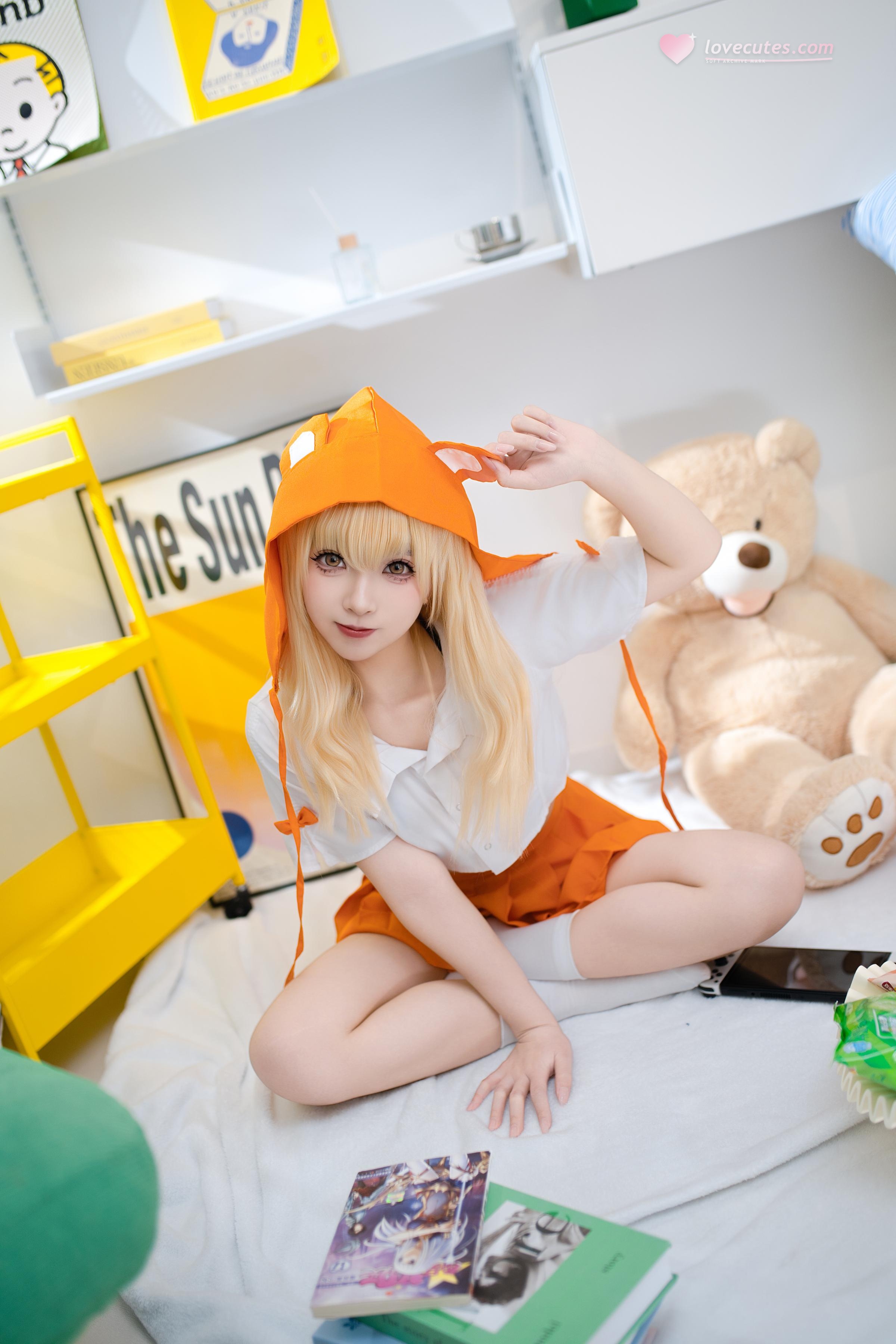 [คอสเพลย์] Bangni邦尼 - 干物妹！小埋 土间埋：ผ้าคลุมสีส้ม ถุงน่องขาว เปิดหน้าอก เปิดสะโพก ขนาดใหญ่ 85P5V