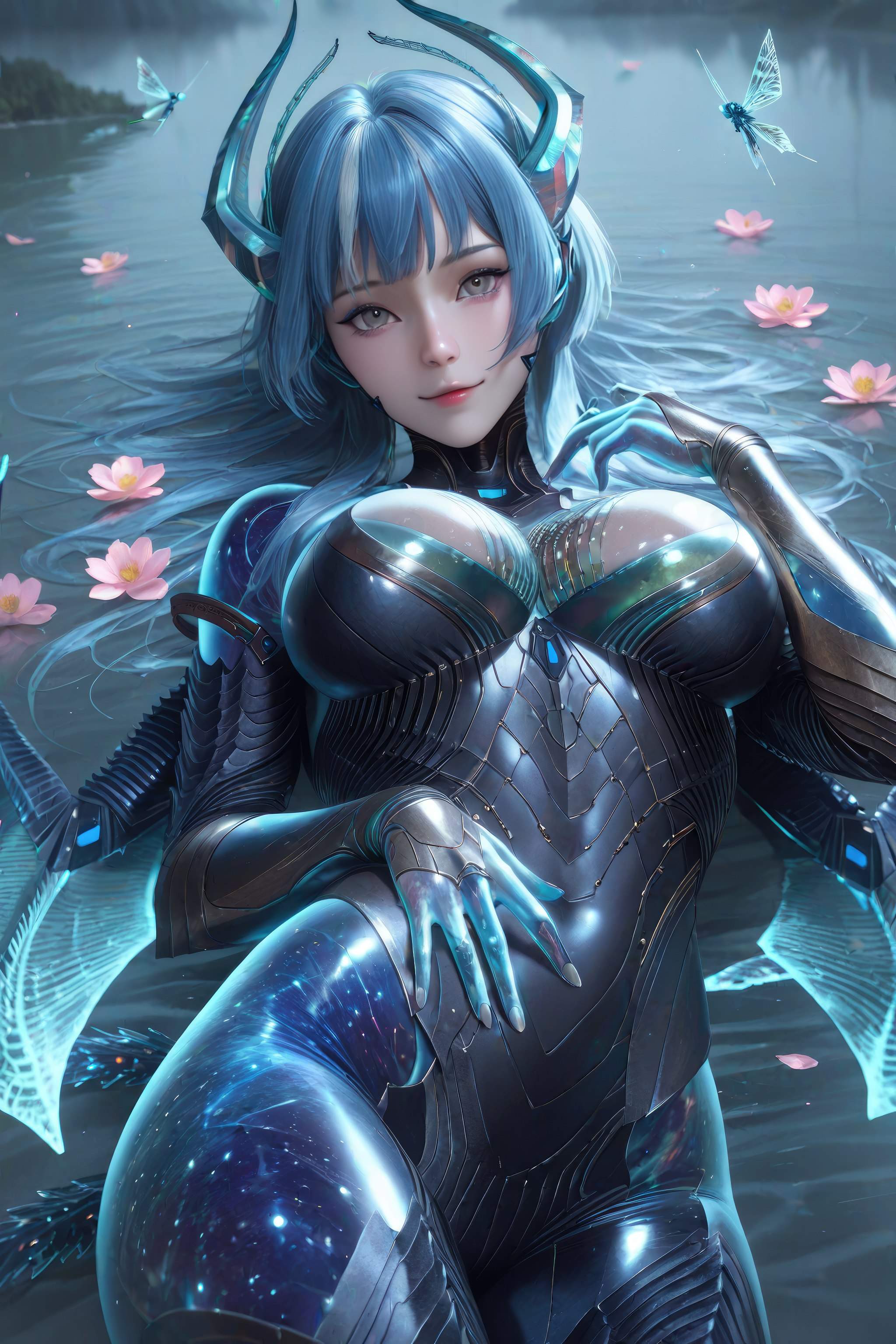 AI生成アニメ少女 - 吞噬星空 巴巴塔：青髪ドラゴン角メカ巨乳 龍翼露穴 999P