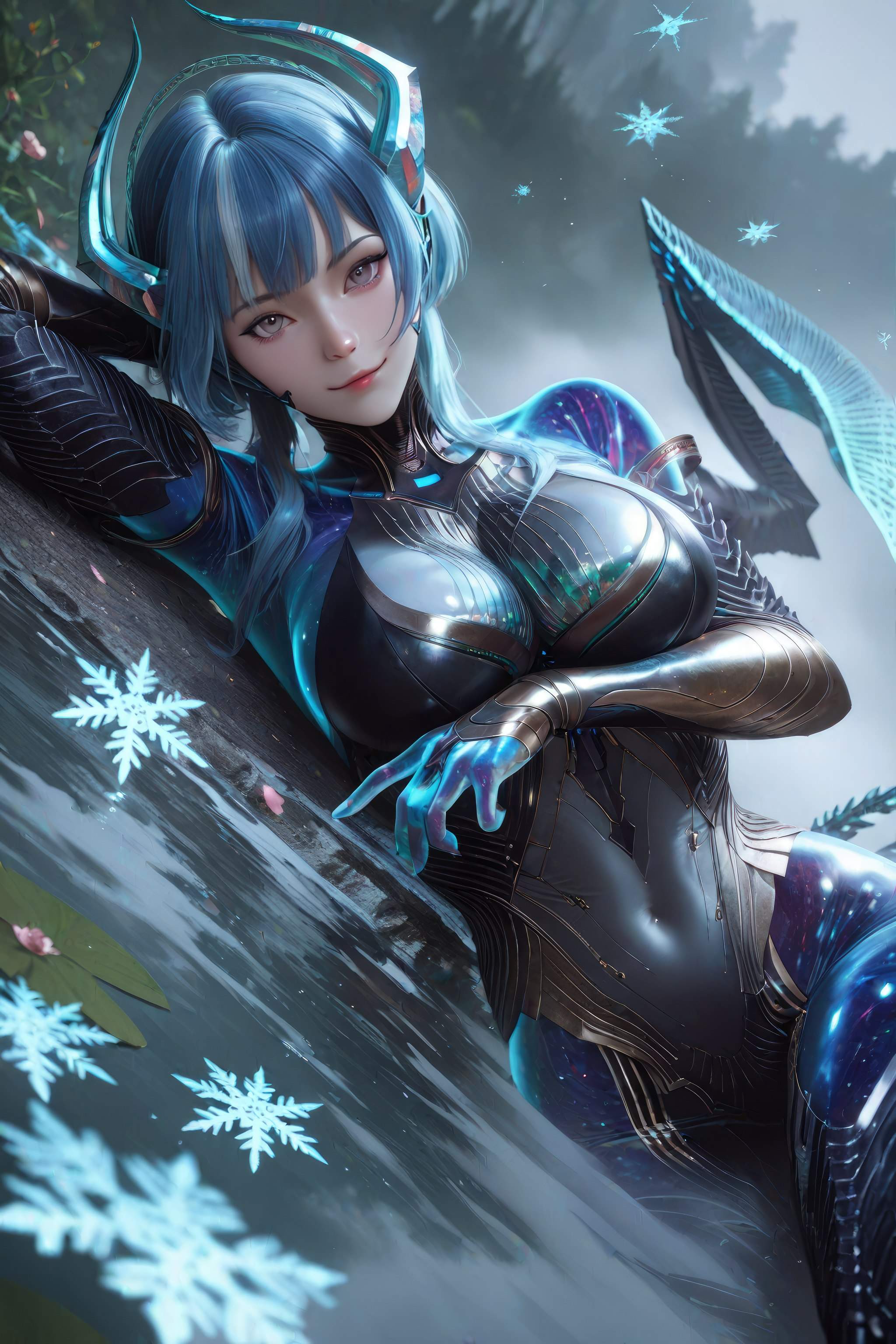 AI生成アニメ少女 - 吞噬星空 巴巴塔：青髪ドラゴン角メカ巨乳 龍翼露穴 999P