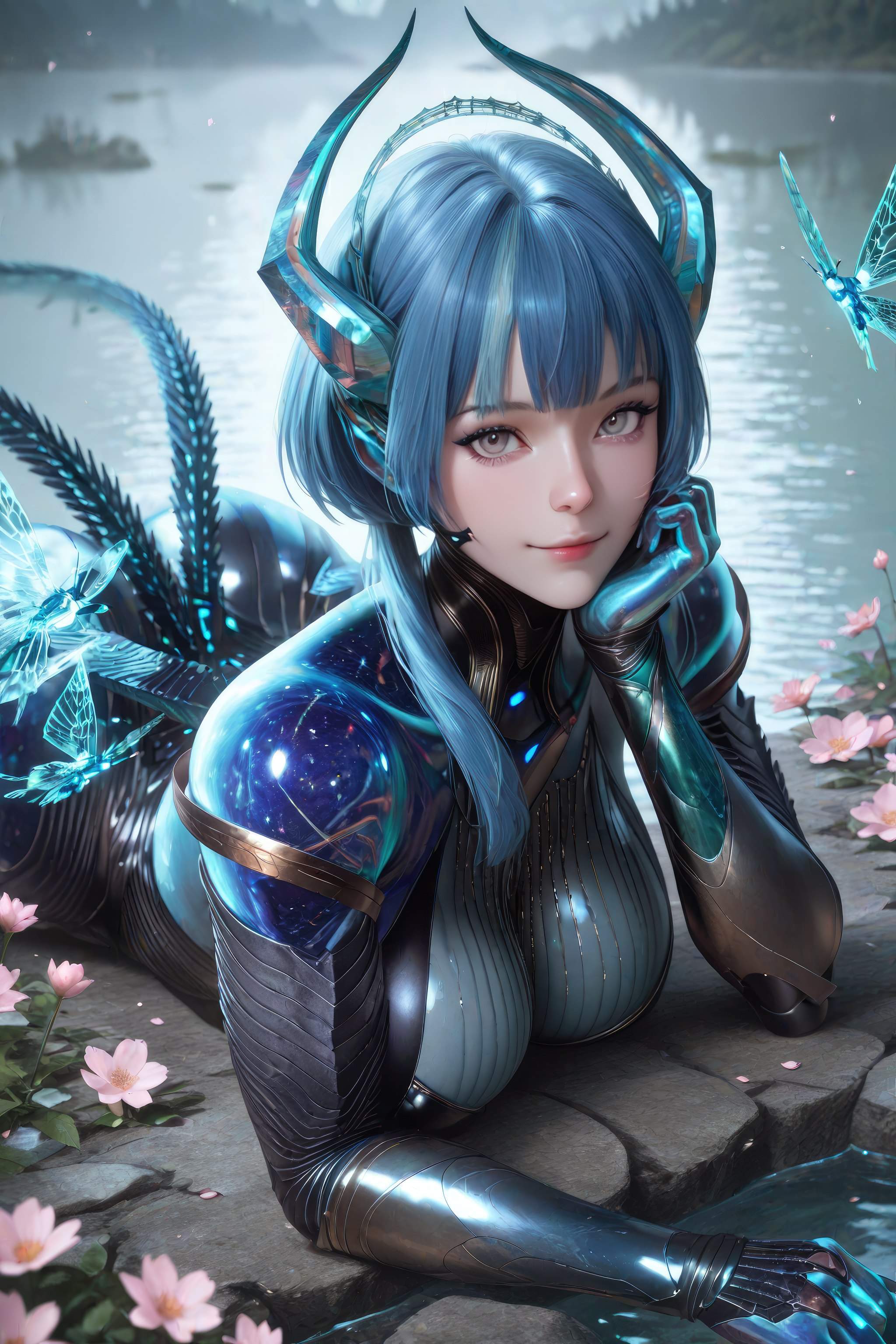 AI生成アニメ少女 - 吞噬星空 巴巴塔：青髪ドラゴン角メカ巨乳 龍翼露穴 999P