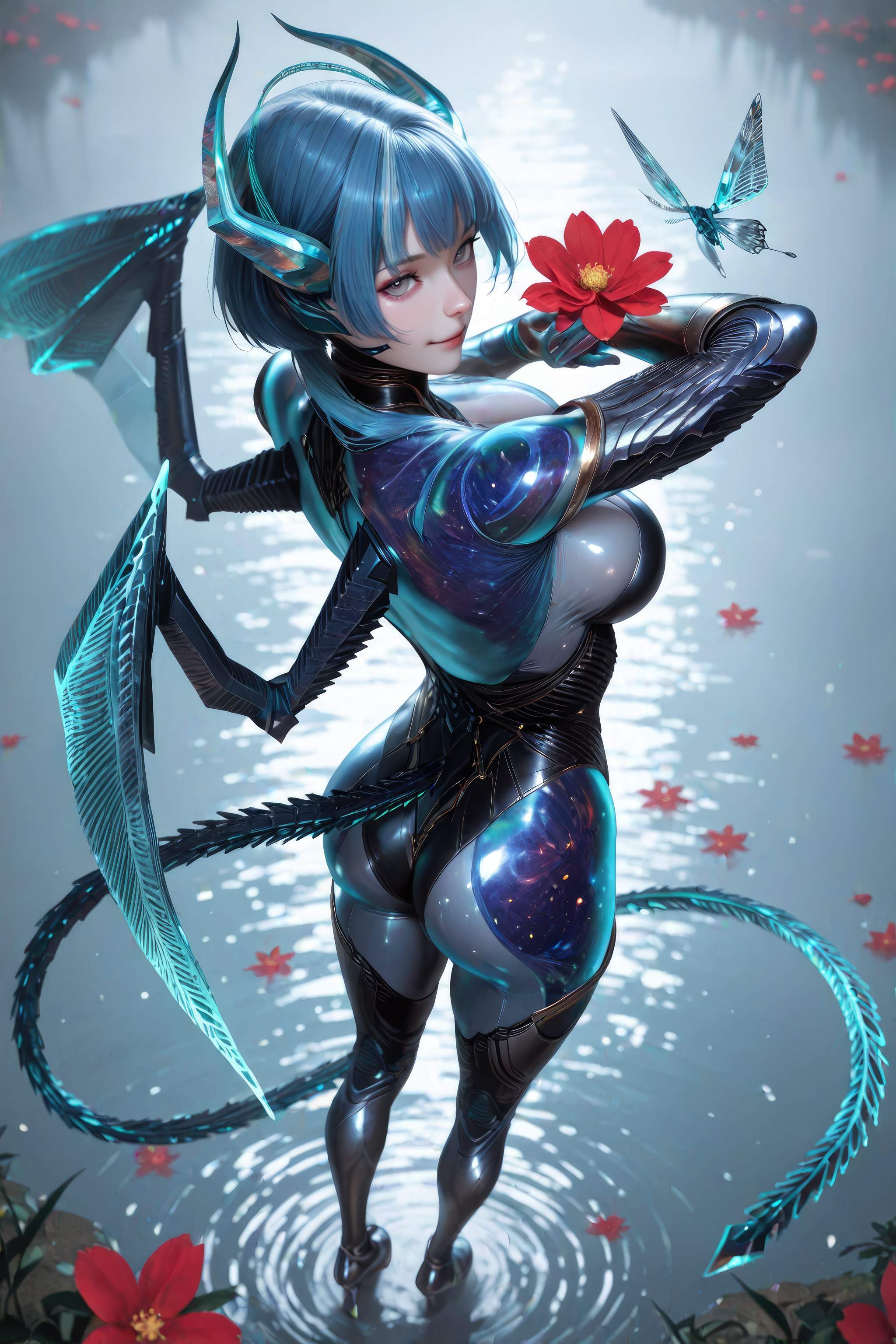 AI生成アニメ少女 - 吞噬星空 巴巴塔：青髪ドラゴン角メカ巨乳 龍翼露穴 999P