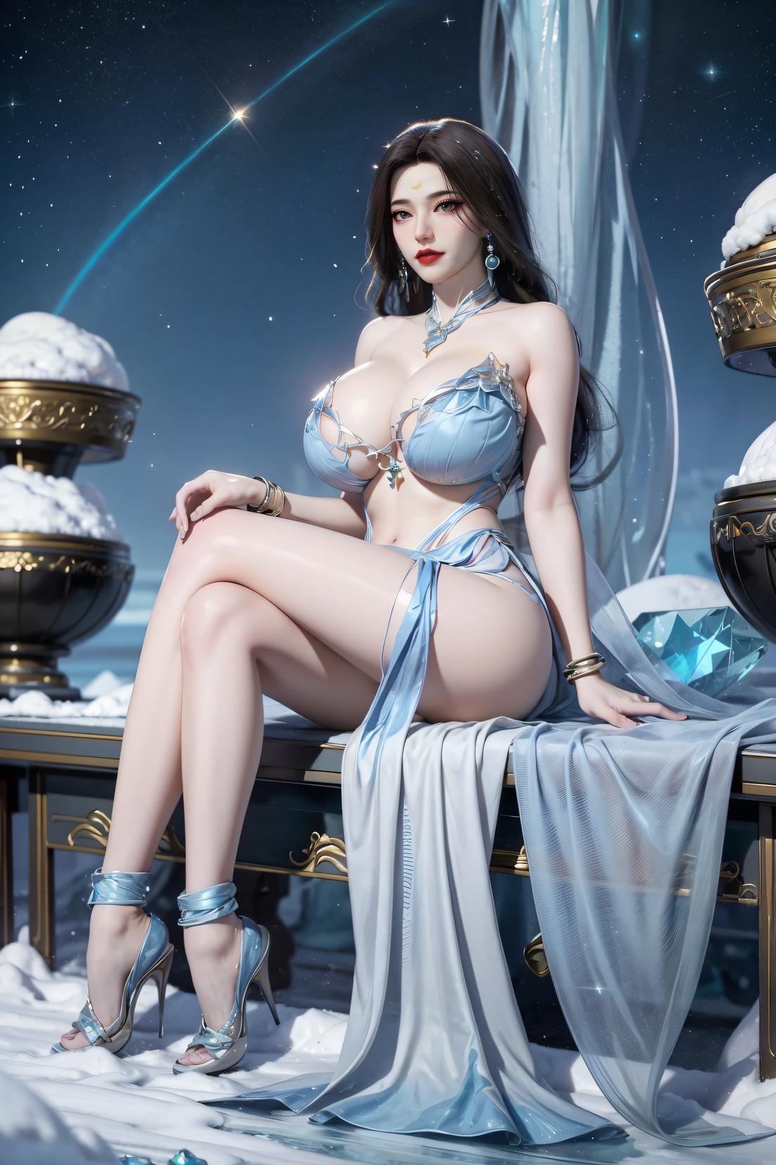 AI 生成的動漫女孩 - 姮娥：月宮輕紗巨乳翹臀 高跟美腿 111P