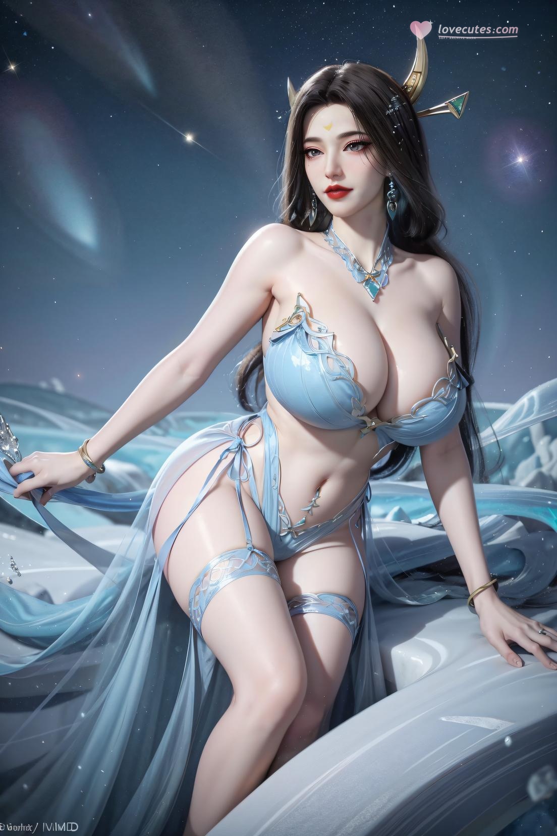 AI 生成的動漫女孩 - 姮娥：月宮輕紗巨乳翹臀 高跟美腿 111P