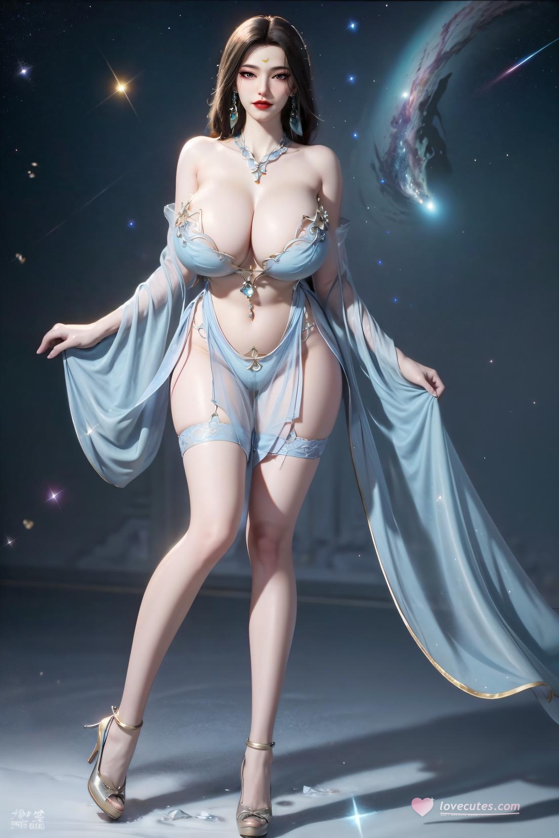 AI生成アニメ少女 - 姮娥：月宮の軽やかな巨乳と美尻、高いヒールの美脚 111P