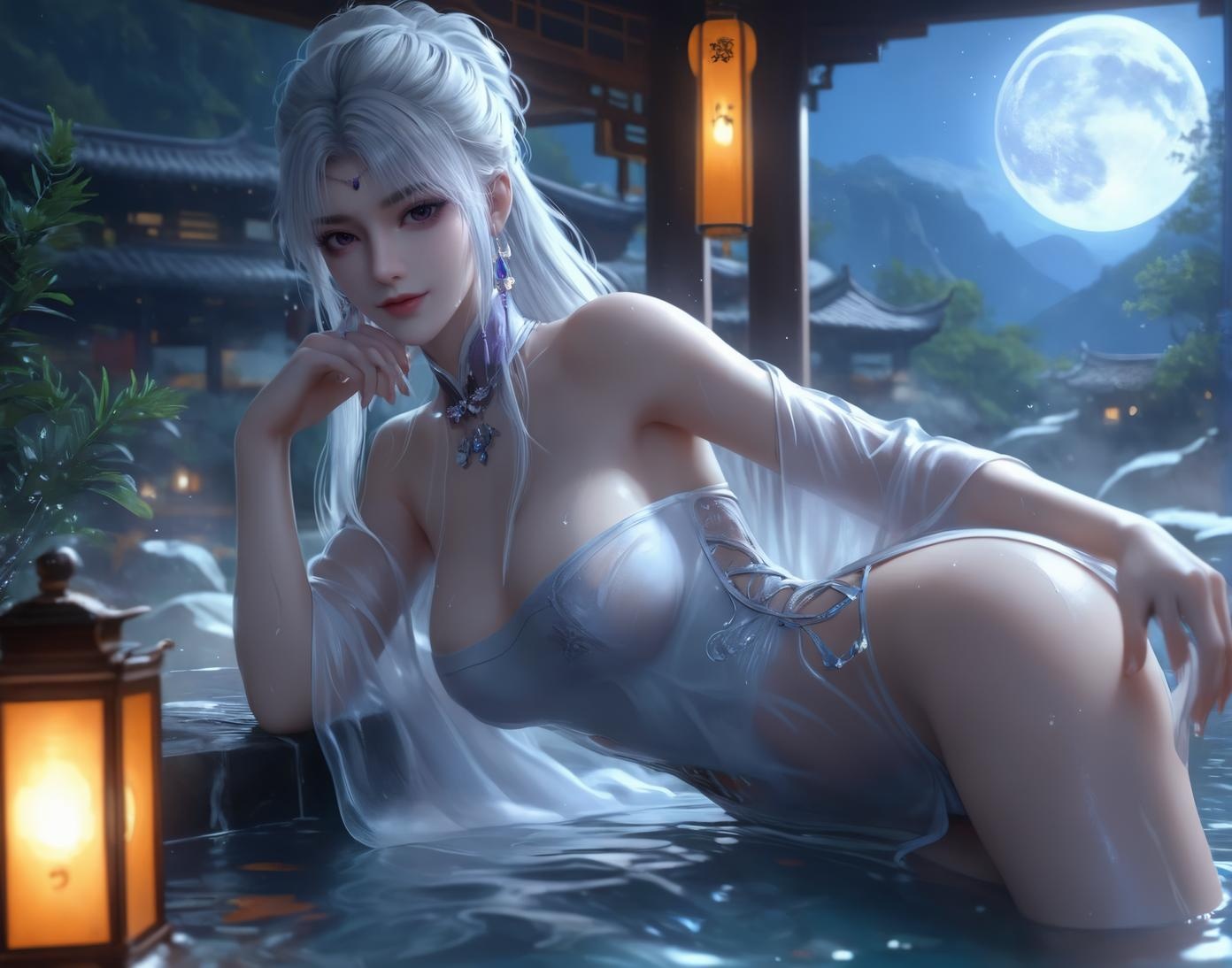 AI生成的動漫女孩 - 小醫仙與古風美女：溫泉濕身巨乳露穴 雙主題合集 153P