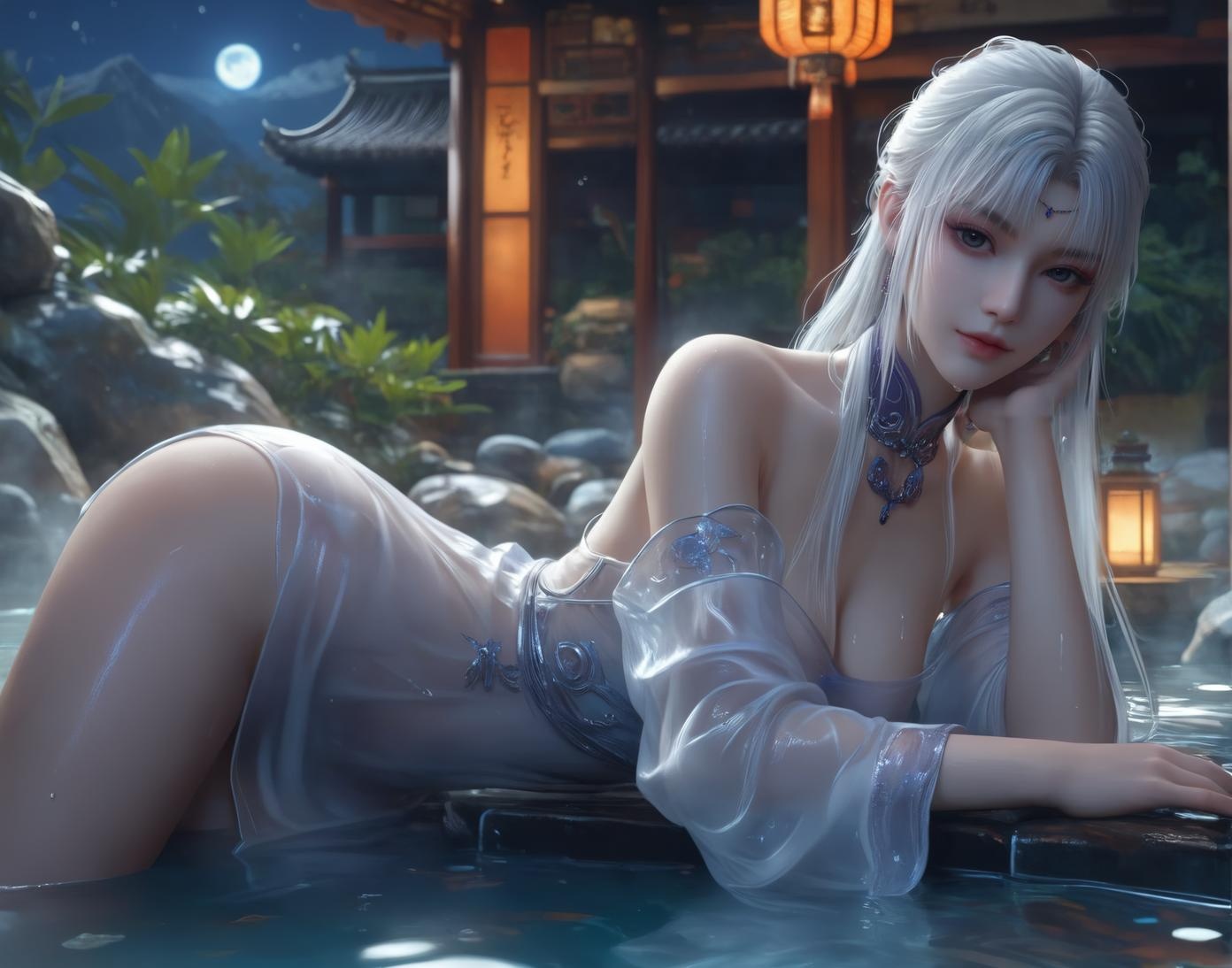 AI生成的動漫女孩 - 小醫仙與古風美女：溫泉濕身巨乳露穴 雙主題合集 153P