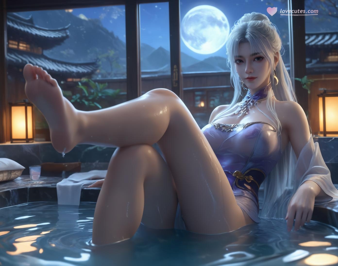 AI Generated Anime Girl - Little Doctor and Ancient Style Beauty: Hot Spring Wet Body with Big Breasts and Exposed Areas - Dual Theme Collection 153P