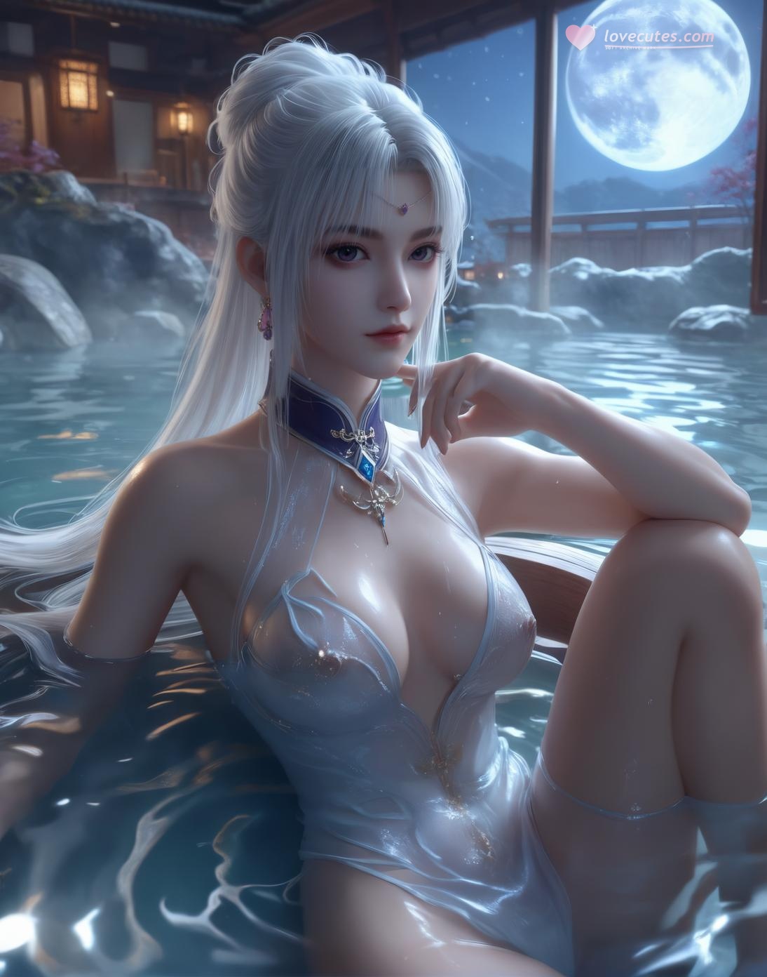 AI Generated Anime Girl - 小医仙与古风美女：温泉湿身巨乳露穴 双主题合集 153P