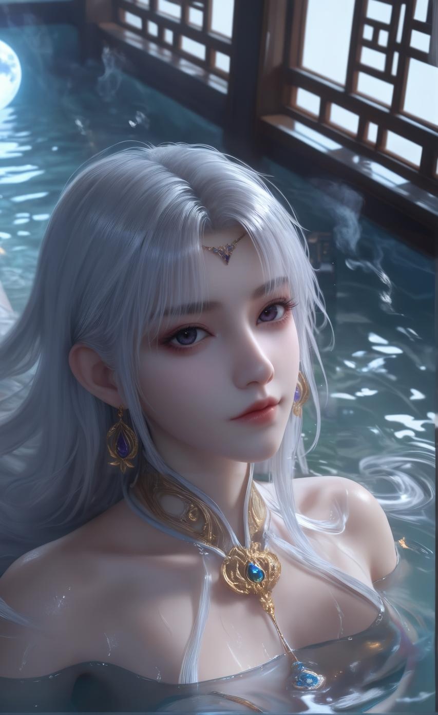 AI Generated Anime Girl - 小医仙与古风美女：温泉湿身巨乳露穴 双主题合集 153P