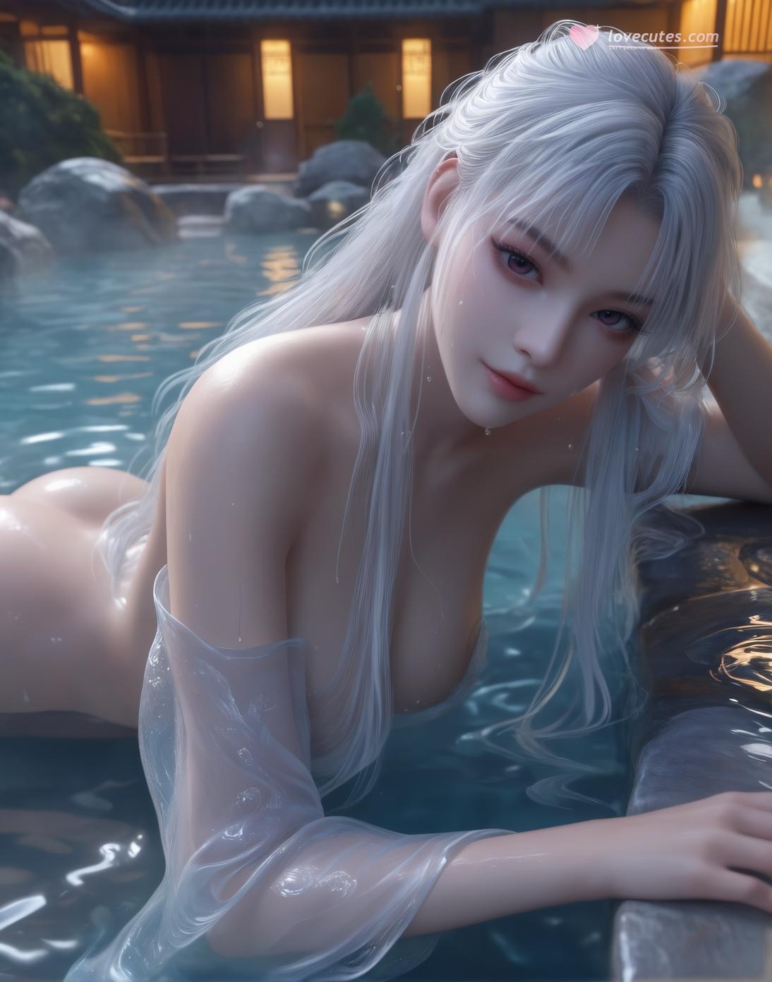 Cô Gái Anime Tạo Bởi AI - 小医仙与古风美女：Tắm Suối Nước Nóng Với Vòng Một Khủng - Bộ Sưu Tập Hai Chủ Đề 153P