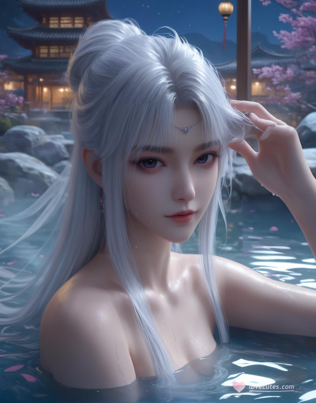Cô Gái Anime Tạo Bởi AI - 小医仙与古风美女：Tắm Suối Nước Nóng Với Vòng Một Khủng - Bộ Sưu Tập Hai Chủ Đề 153P