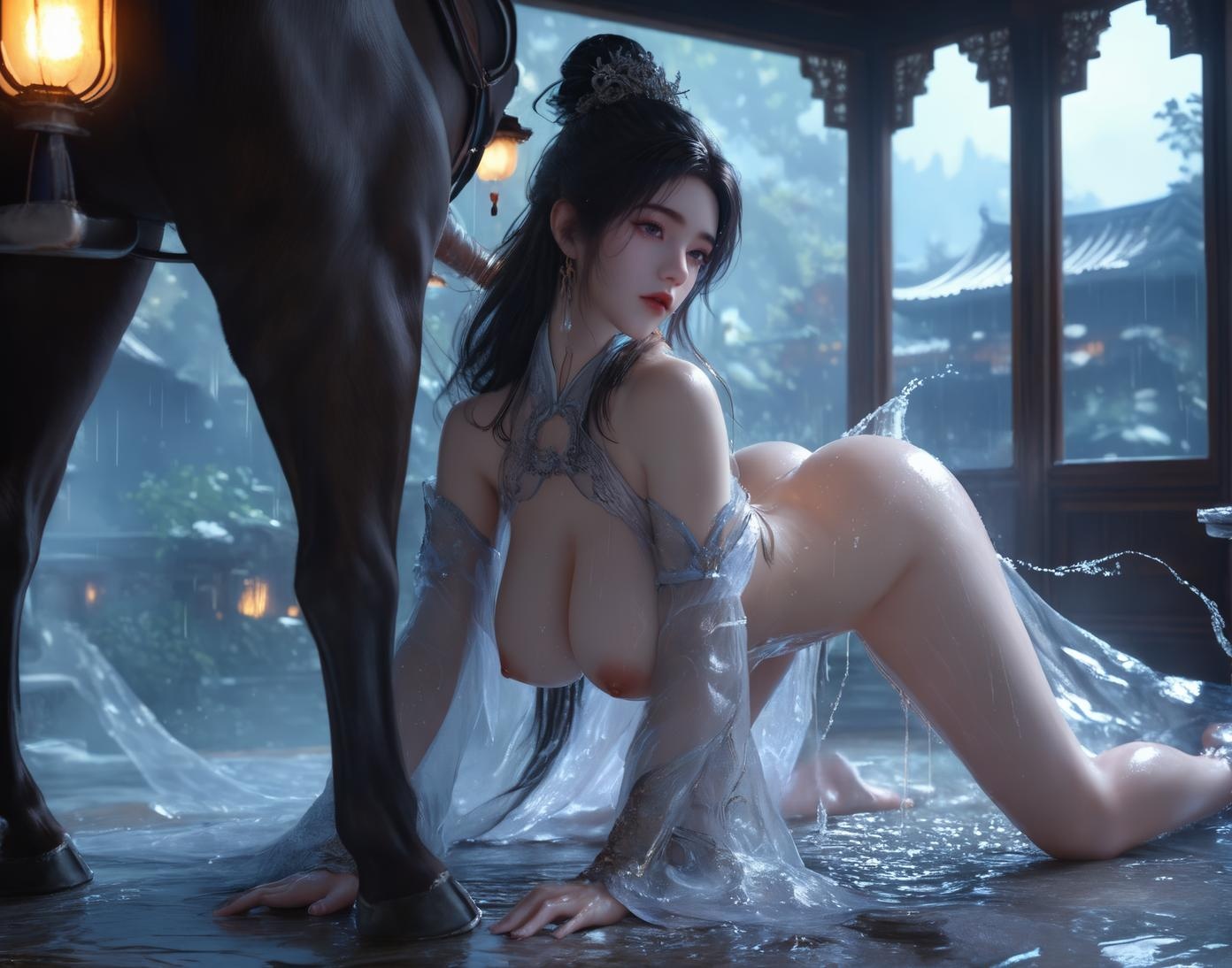 Cô Gái Anime Tạo Bởi AI - 小医仙与古风美女：Tắm Suối Nước Nóng Với Vòng Một Khủng - Bộ Sưu Tập Hai Chủ Đề 153P