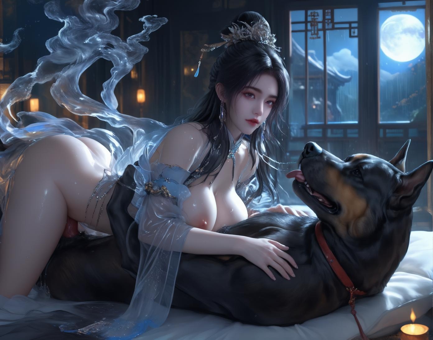 AI生成的動漫女孩 - 小醫仙與古風美女：溫泉濕身巨乳露穴 雙主題合集 153P