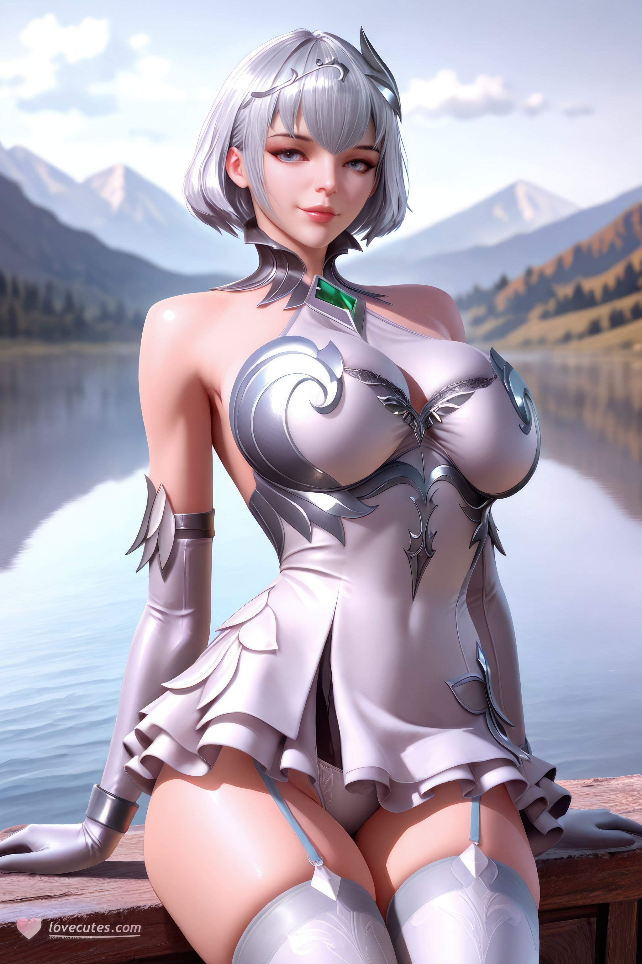 AI สร้างอนิเมะสาว - 斗罗大陆 叶泠泠：ผมเงิน ถุงน่องส้นสูง หน้าอกใหญ่ เป้าเด่น 757P
