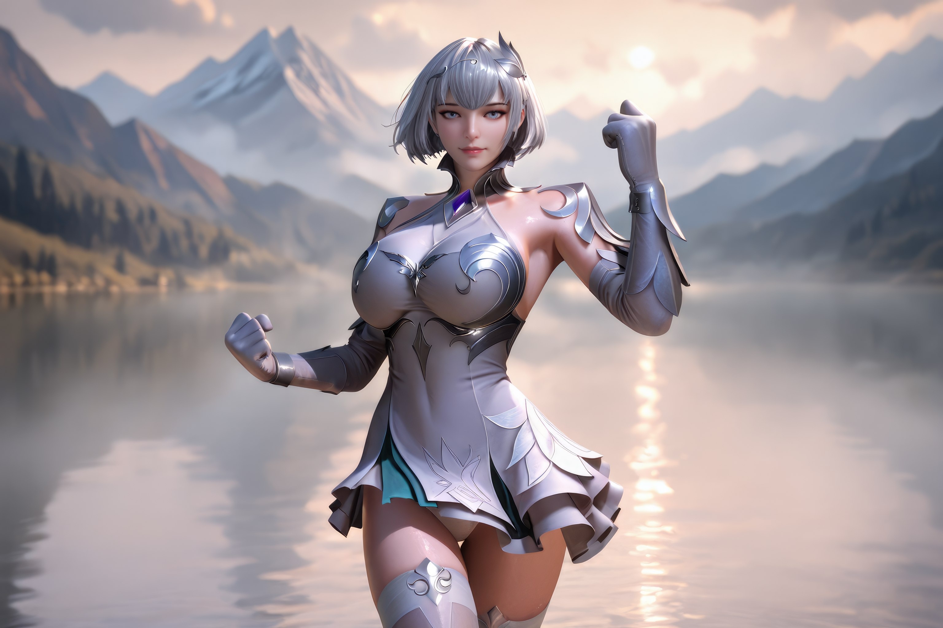 AI สร้างอนิเมะสาว - 斗罗大陆 叶泠泠：ผมเงิน ถุงน่องส้นสูง หน้าอกใหญ่ เป้าเด่น 757P