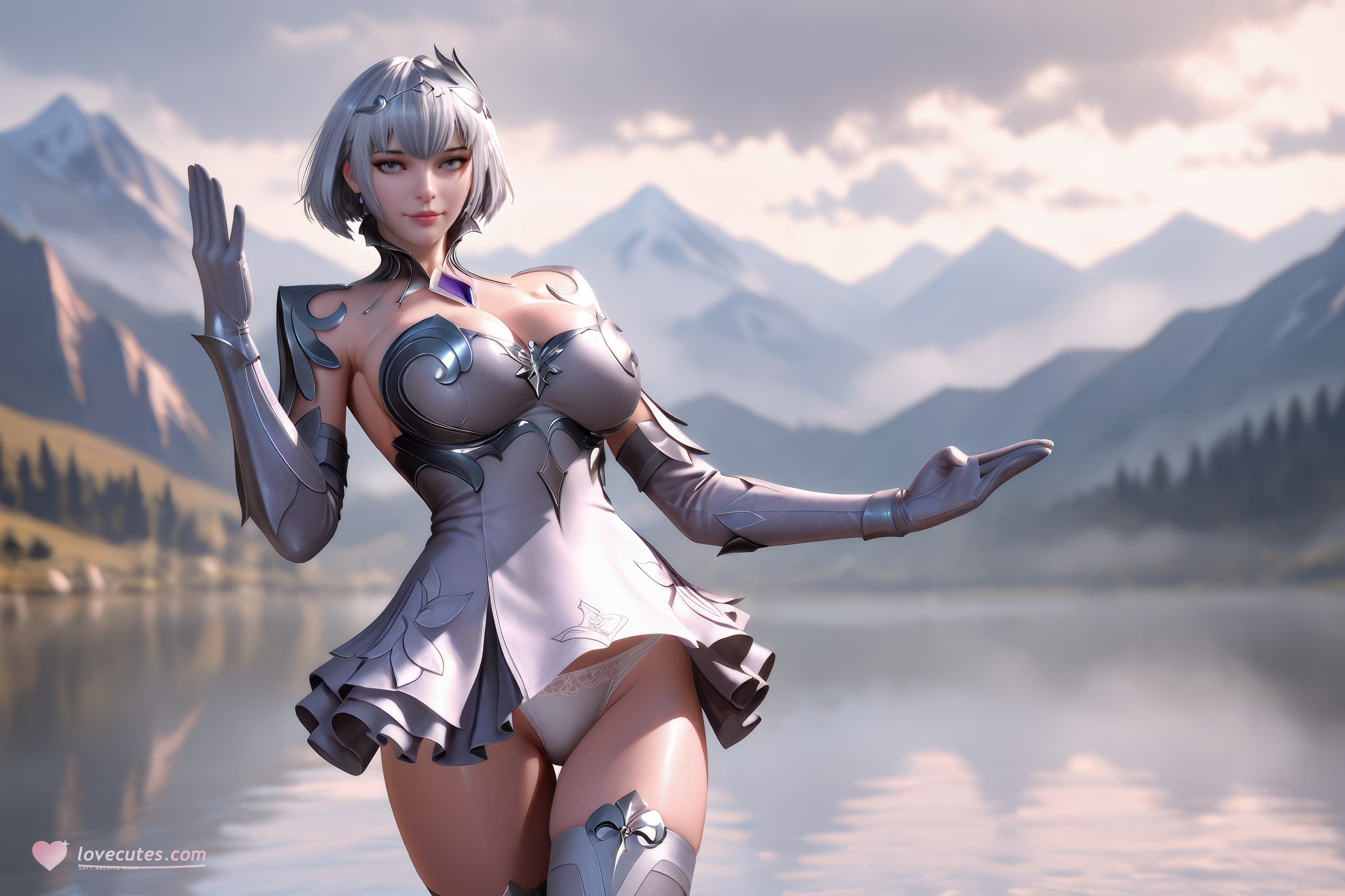 AI สร้างอนิเมะสาว - 斗罗大陆 叶泠泠：ผมเงิน ถุงน่องส้นสูง หน้าอกใหญ่ เป้าเด่น 757P
