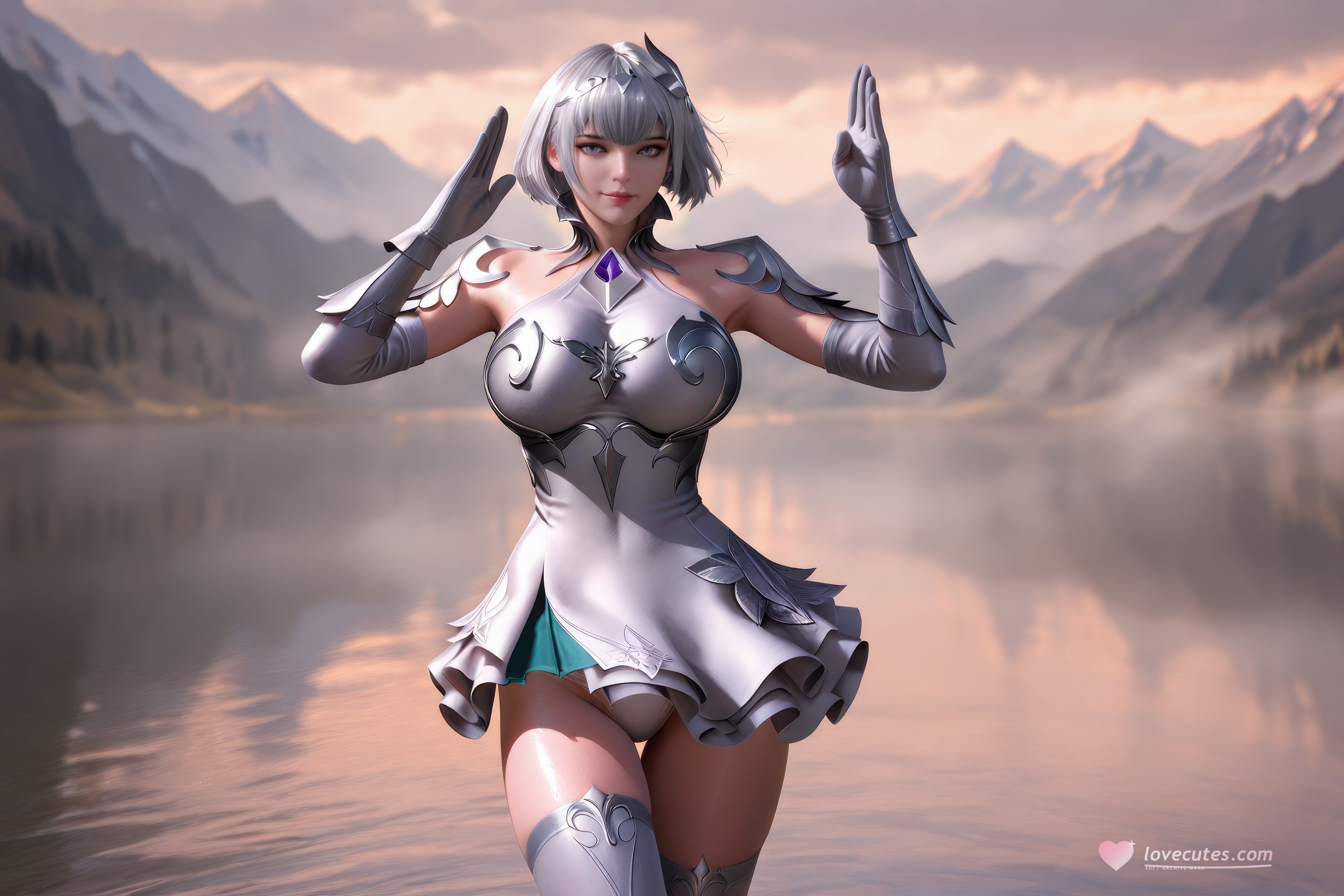 AI สร้างอนิเมะสาว - 斗罗大陆 叶泠泠：ผมเงิน ถุงน่องส้นสูง หน้าอกใหญ่ เป้าเด่น 757P