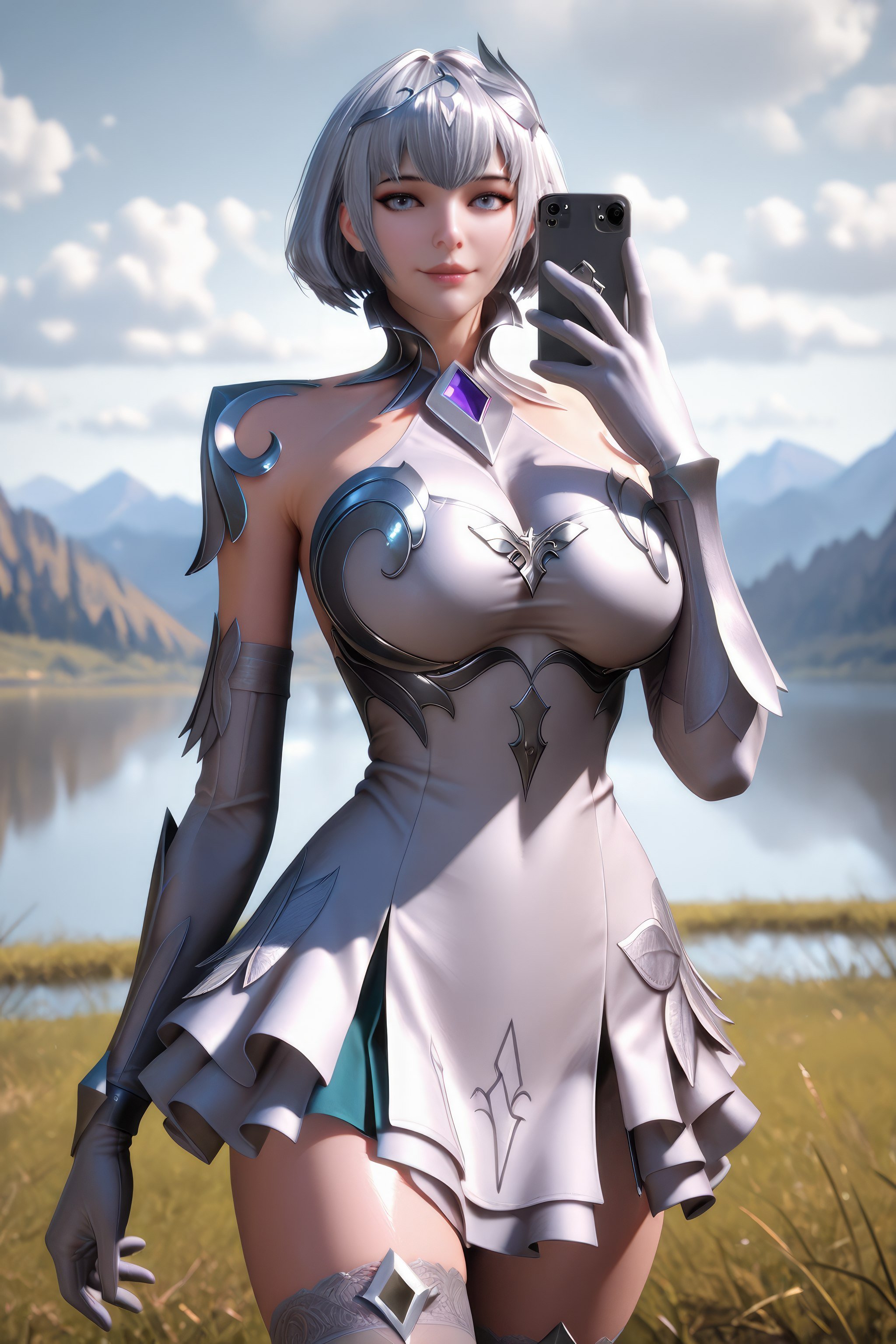 AI สร้างอนิเมะสาว - 斗罗大陆 叶泠泠：ผมเงิน ถุงน่องส้นสูง หน้าอกใหญ่ เป้าเด่น 757P