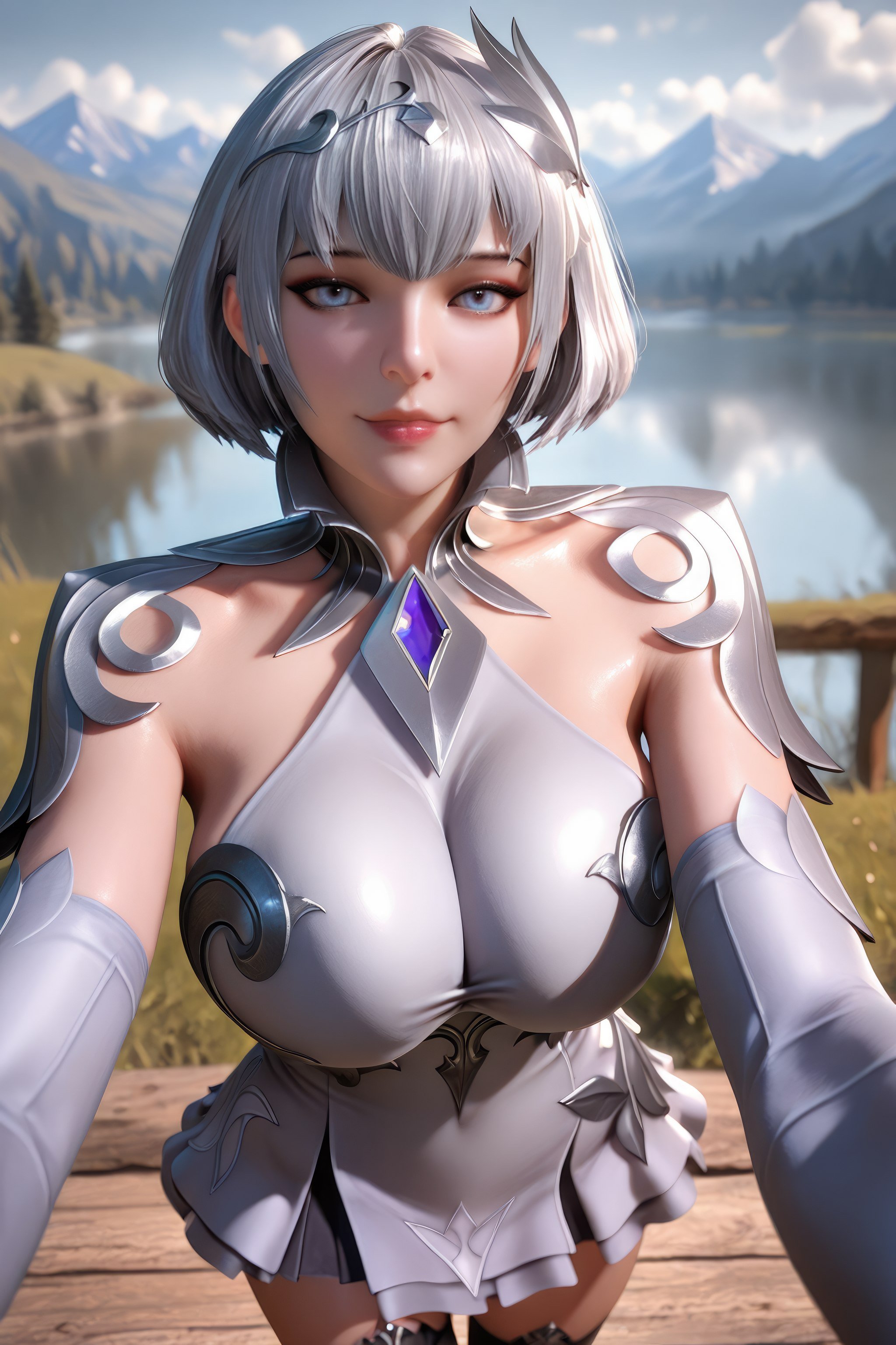 AI สร้างอนิเมะสาว - 斗罗大陆 叶泠泠：ผมเงิน ถุงน่องส้นสูง หน้าอกใหญ่ เป้าเด่น 757P