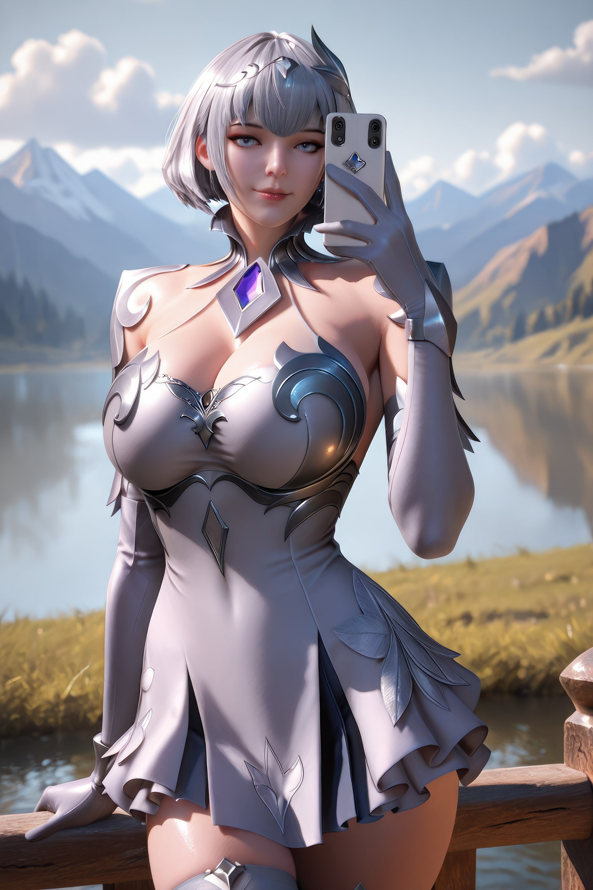 AI สร้างอนิเมะสาว - 斗罗大陆 叶泠泠：ผมเงิน ถุงน่องส้นสูง หน้าอกใหญ่ เป้าเด่น 757P
